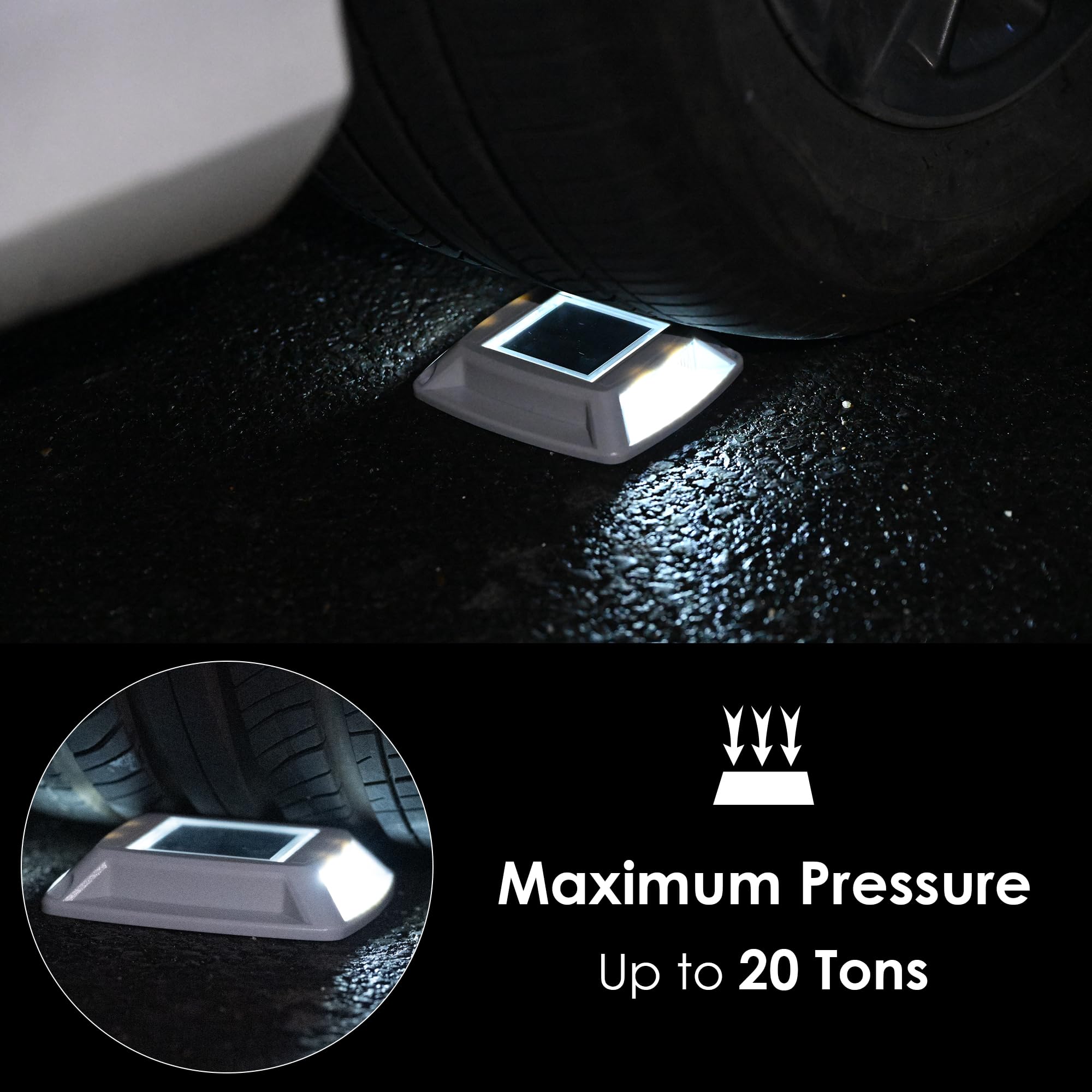 Sunflickt Solar Dock Lights Driveway Deck Lights, 16-Pack Outdoor Marine Lights Solar Powered Ip68 Waterproof For Pathway Walkway Step Stair Pool Marking Warning (White)