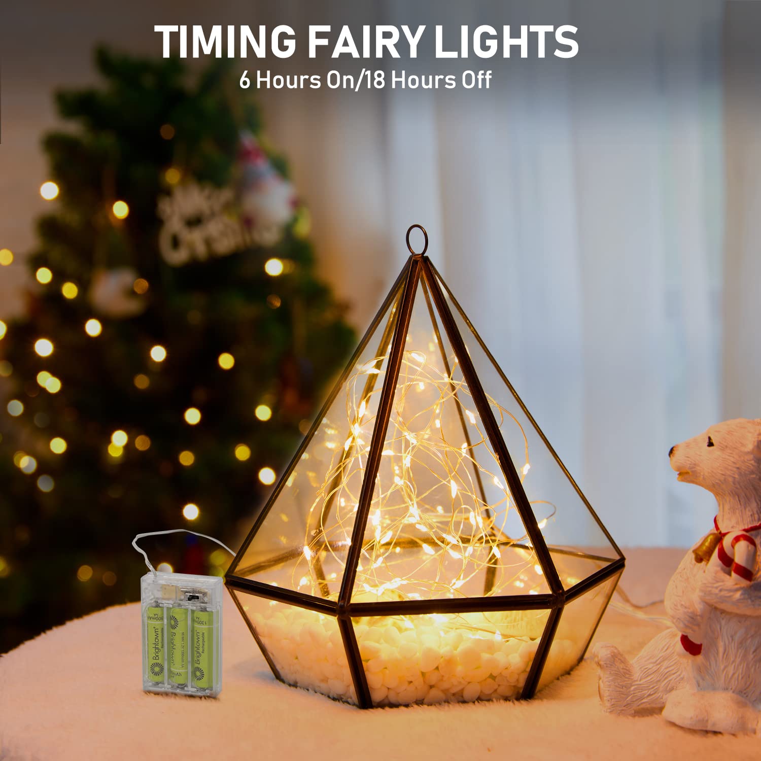 8 Pack Fairy Lights Battery Operated, 7 Feet 20 Led String Lights with Timer, Waterproof Silver Wire Firefly Lights for Home Par