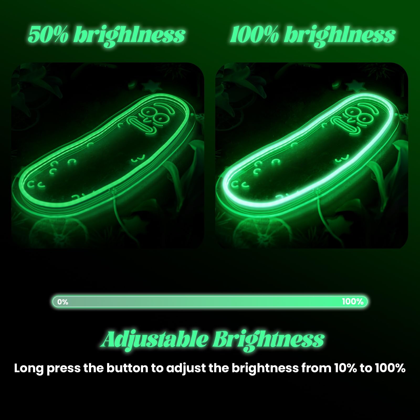 Oneneno Cartoon Pickle LED Neon Sign - Medium Green R Acrylic Wall Decor, Dimmable Anime Light for Man Cave & Game Room