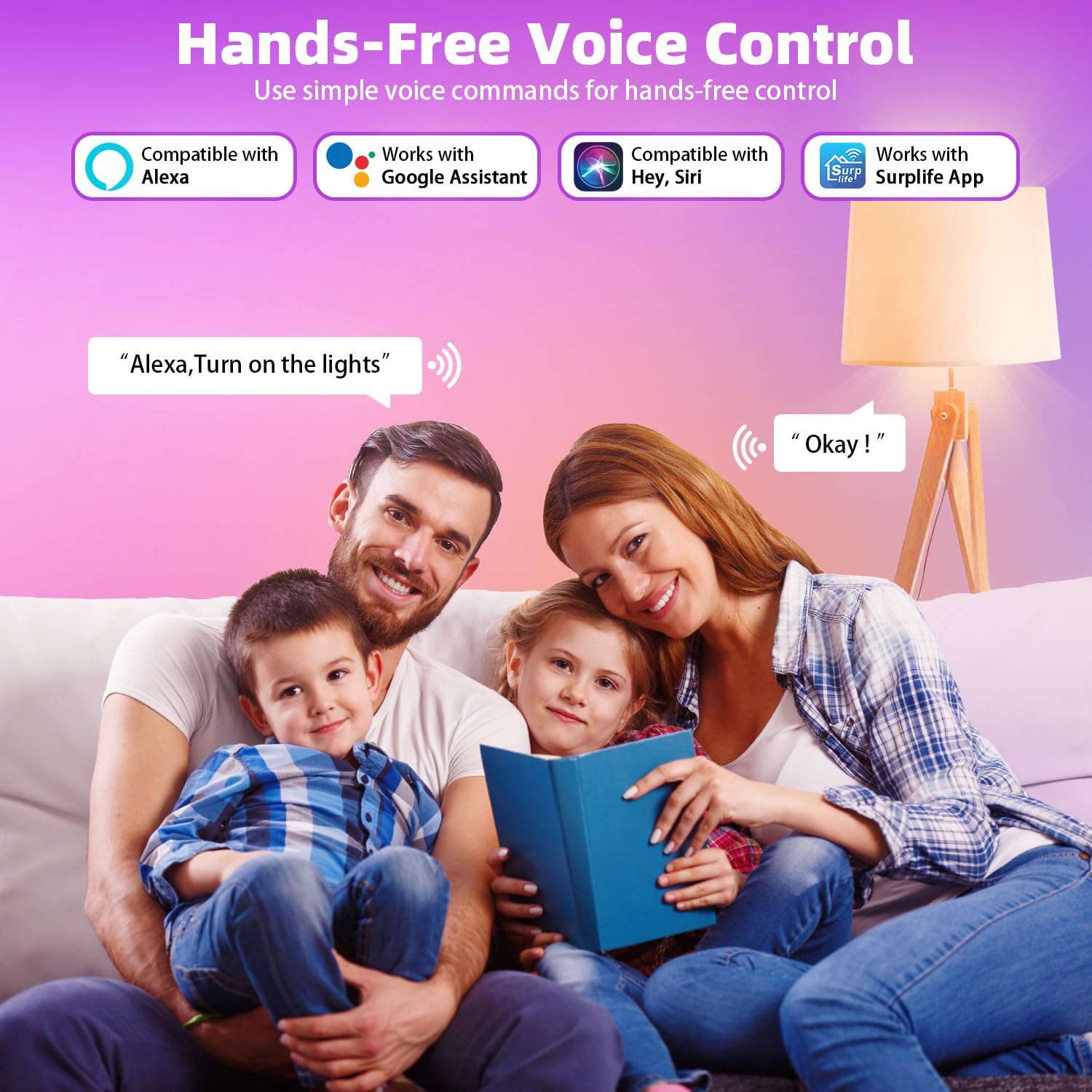 Nowepai Smart Light Bulbs 2-Pack, Color Changing 9W E26 800LM, Works with Alexa & Google Home, App & Voice Control, Music Sync