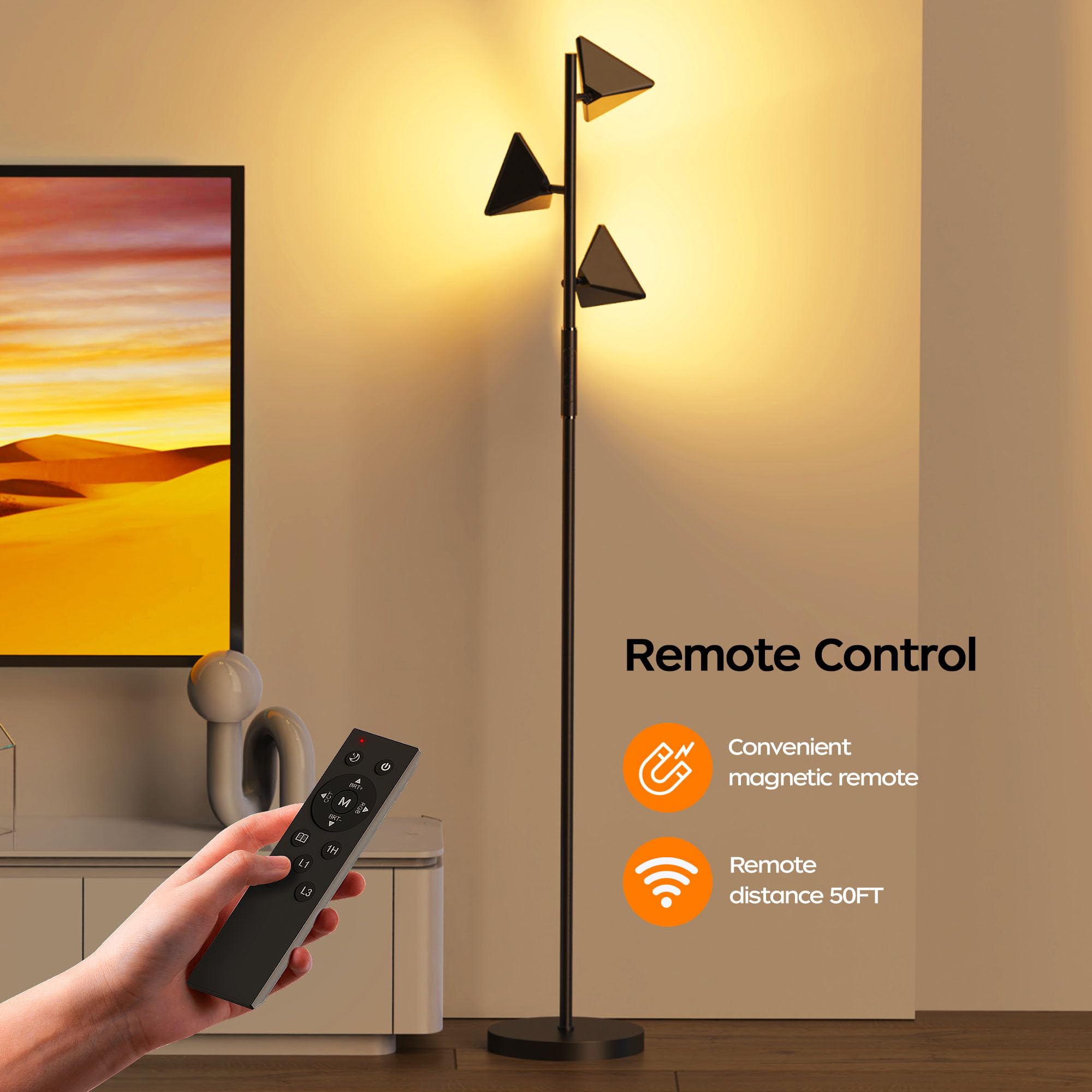 Rottogoon Led Tree Floor Lamp, 36W Dimmable Tall Standing Lamp With Remote & Touch Control, 2700K-6500K 4 Color Temperatures, 3