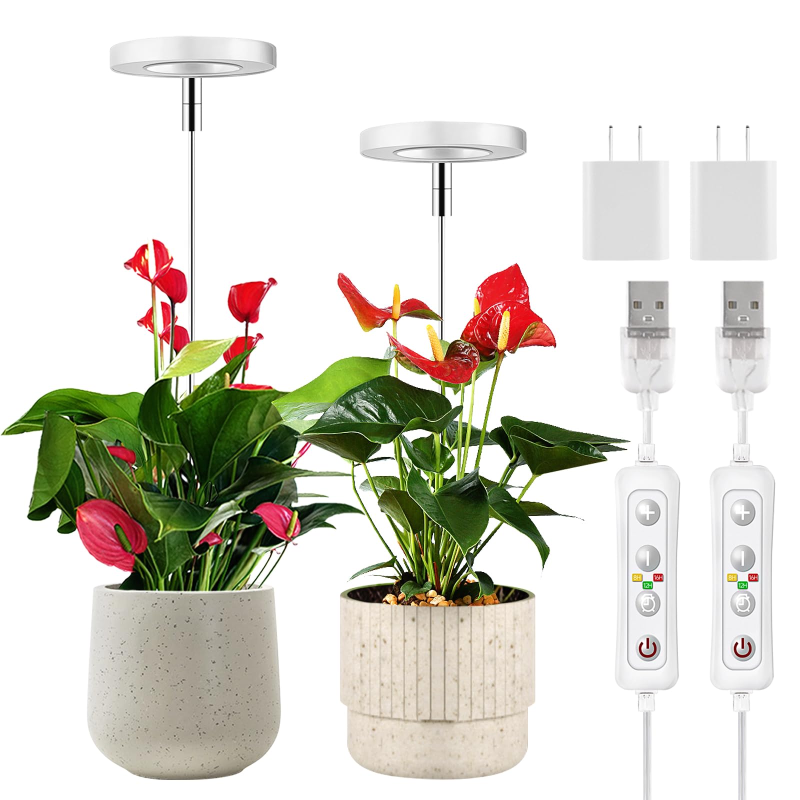 Grow Lights for Indoor Plants, Romsto LED Full Spectrum Plant Light Height Adjustable with 10 Dimmable Brightness, 8/12/16H On/O