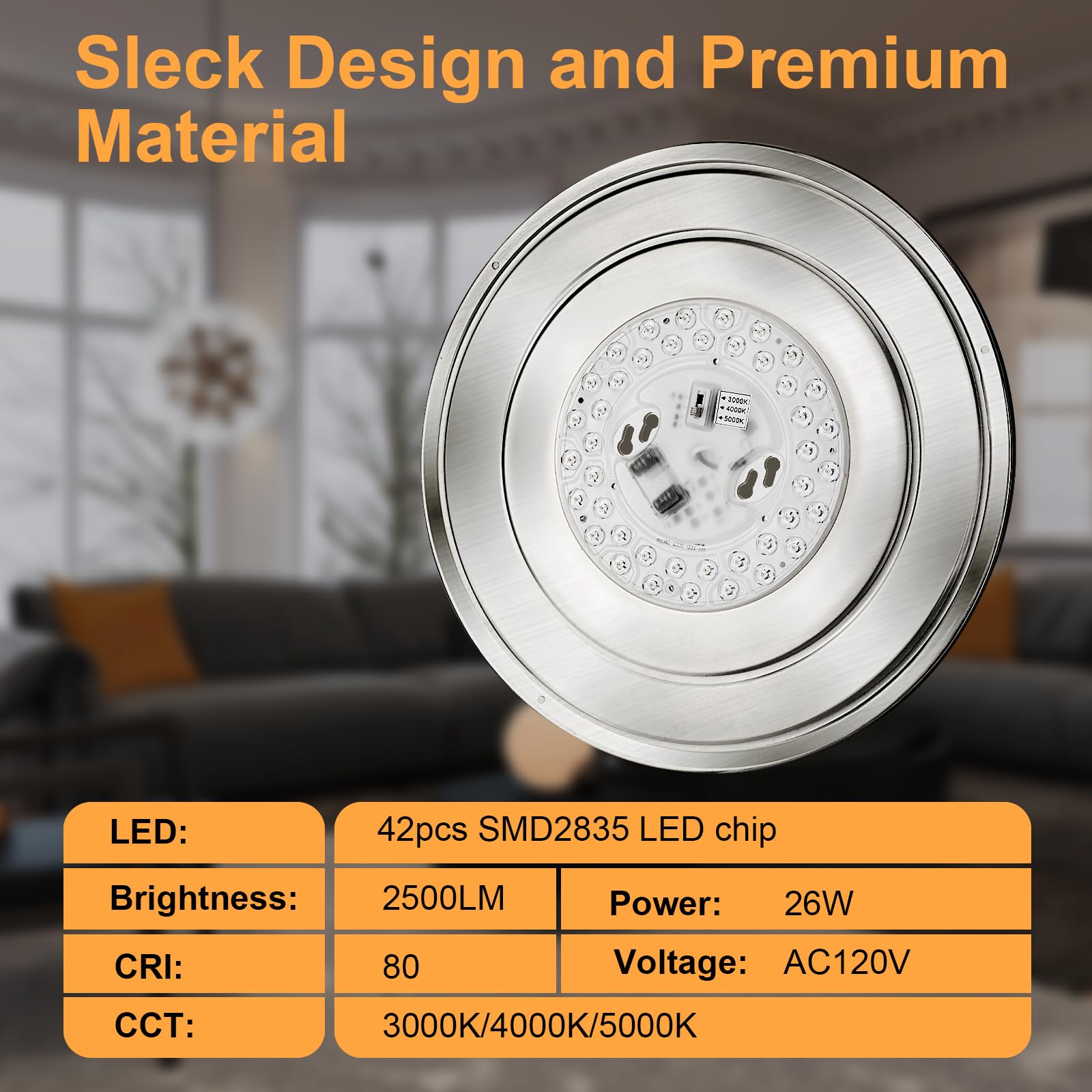 Enateclite 14 Inch Led Flush Mount Ceiling Light Fixture, 3000K/4000K/5000K Adjustable Ceiling Lights, Dimmable Lighting For Bat