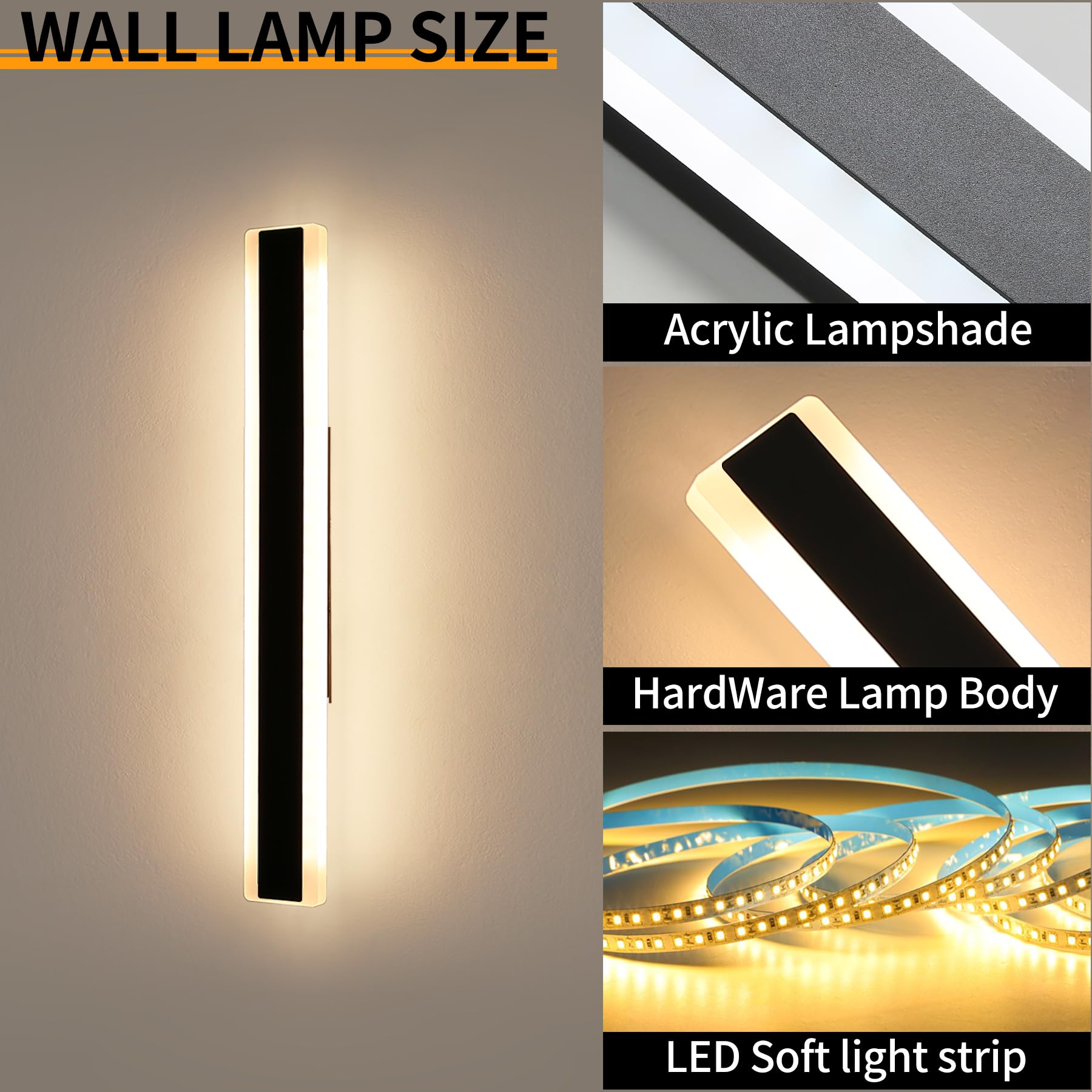 Mikeru 2Pack 47.2Inch Outdoor Wall Light Fixtures  3000K Modern Outdoor Lights Exterior For House Ip65 Waterproof Rust Long Led Wall Light Fixtures Hardwire Wall Mount Exterior Lighting For Garage