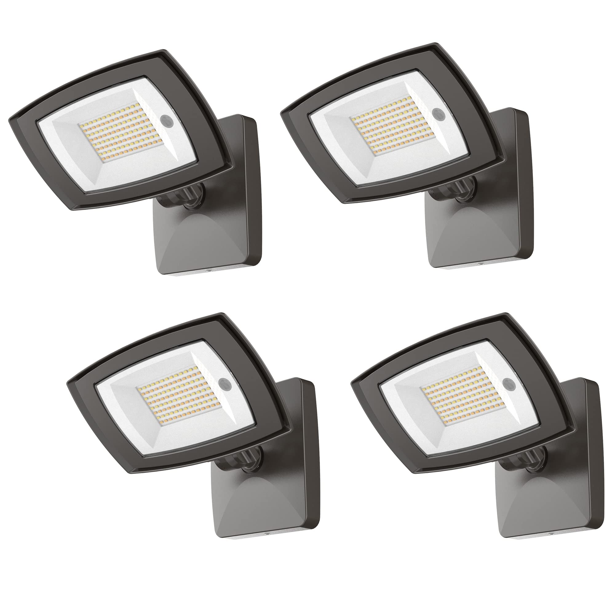 TIERONE 28W LED Flood Light - Remote Control, 5 CCT, Outdoor Security Light, Dark Bronze, UL Listed, IP65 Waterproof, 4 Pack