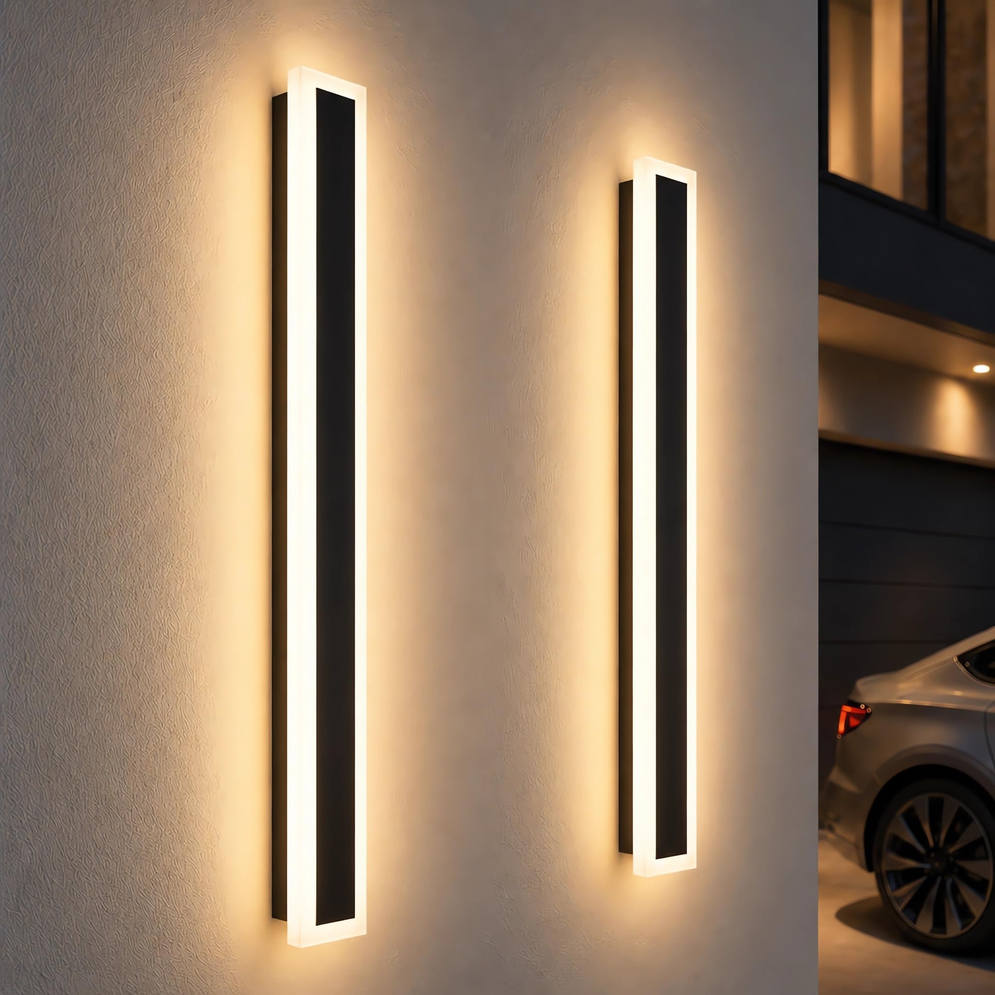 Levxhotty Upgraded 59inch 1pcs Modern Outdoor Wall Light,4.72 Inch Wide Dimmable Linear Outdoor Wall Sconce Waterproof Ip65,Blac
