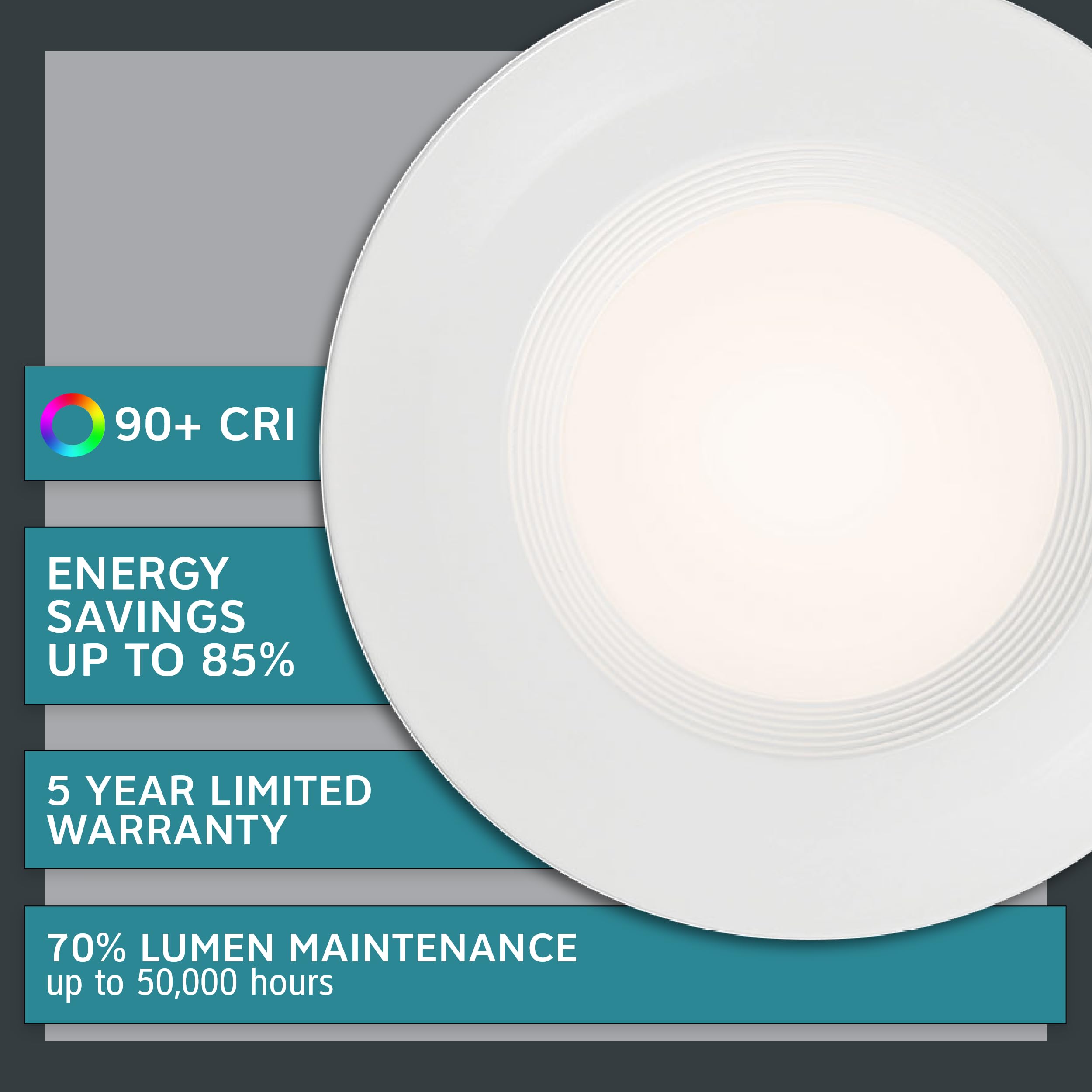 Designers Fountain Led Recessed Ceiling Lights, 12 Pack, 5''/6'' Retrofit Trim With E26 Socket Adaptor 5Cct Downlight Metal Ligh