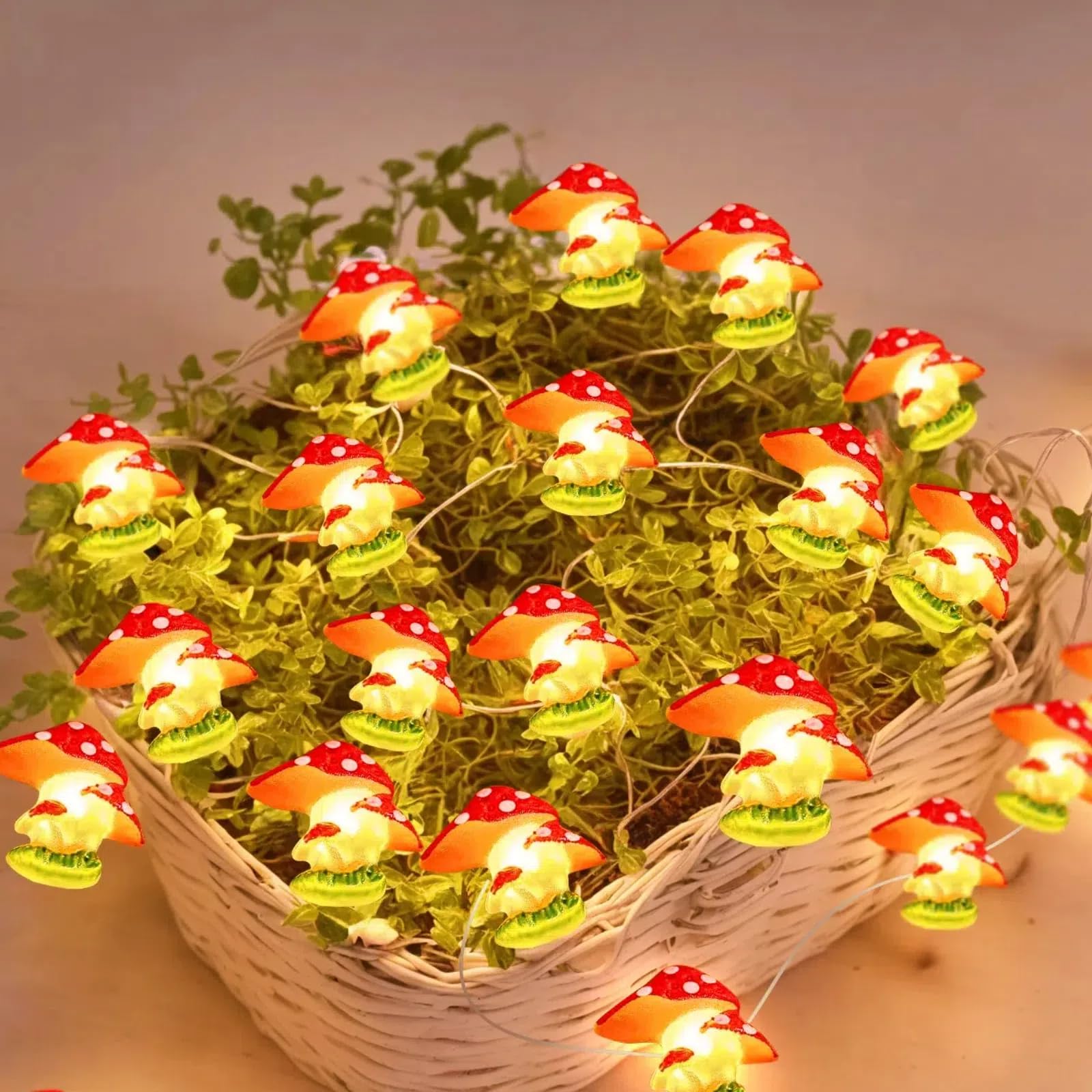 Yoitomehy Mushroom Lights Cottagecore Room Mushroom Decor 10FT 30LEDs Wonderland Mushroom String Lights for Kids Gifts Bedroom Dorm Party Wedding Outdoor Patio Decoration