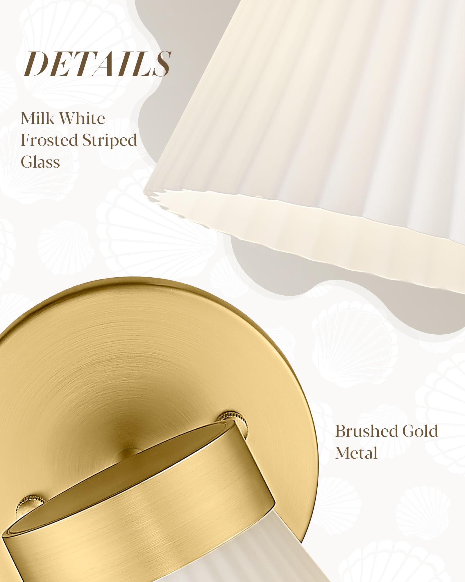 Gold Wall Sconces Set Of Two  Hwh Modern Bathroom Vanity Sconce Wall Lighting Indoor Wall Lamp With Frosted White Striped Glass  5Hzg97B-2Pk Bg