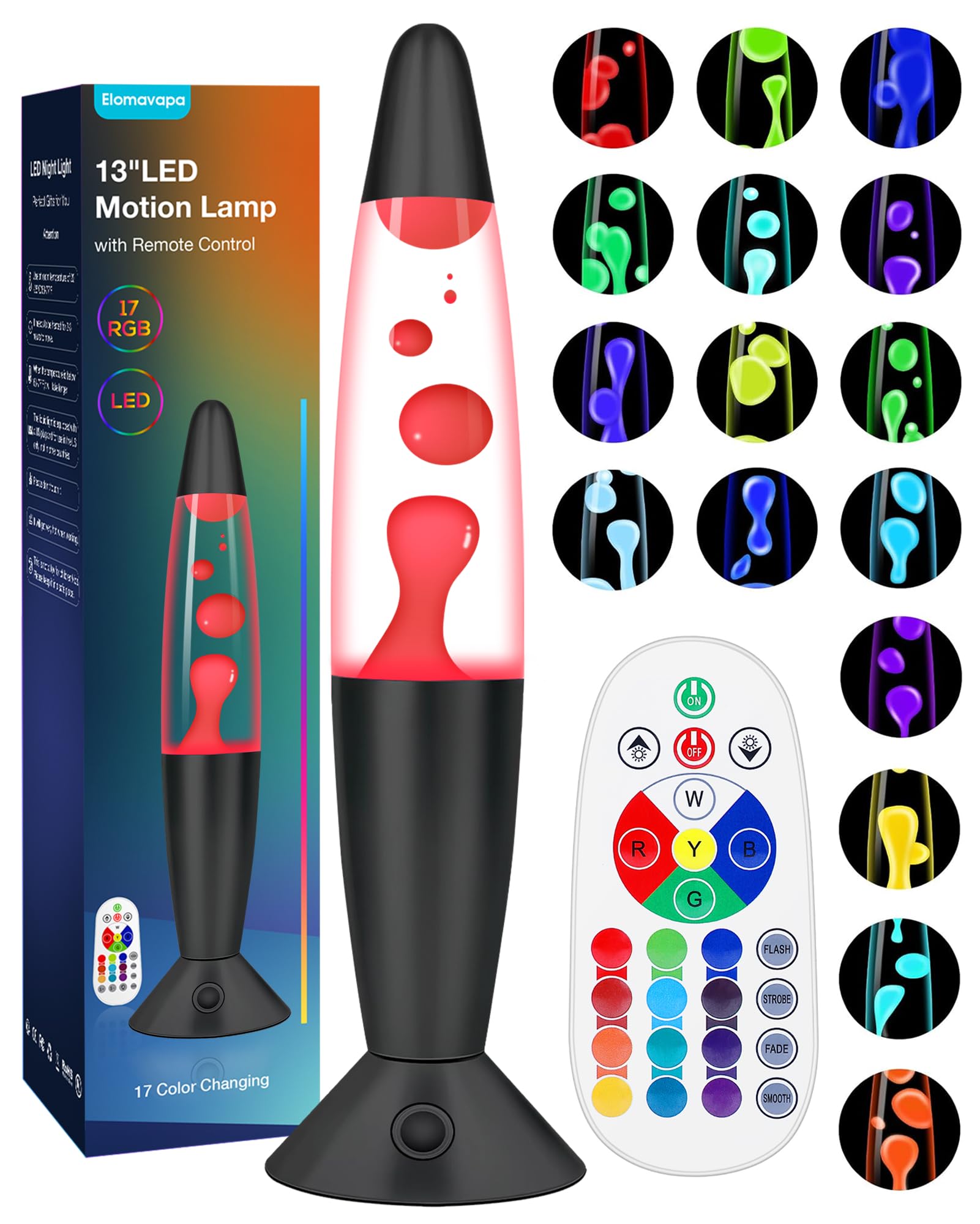 Black Liquid Motion Lamps 17 Colors Changing With Remote  13.5 Inch Led Night Light For Kids mature-themeds  Mood Lighting Small Table Lamp For Bedroom Nightstand Office Decor  Cool Birthday Christmas Gifts