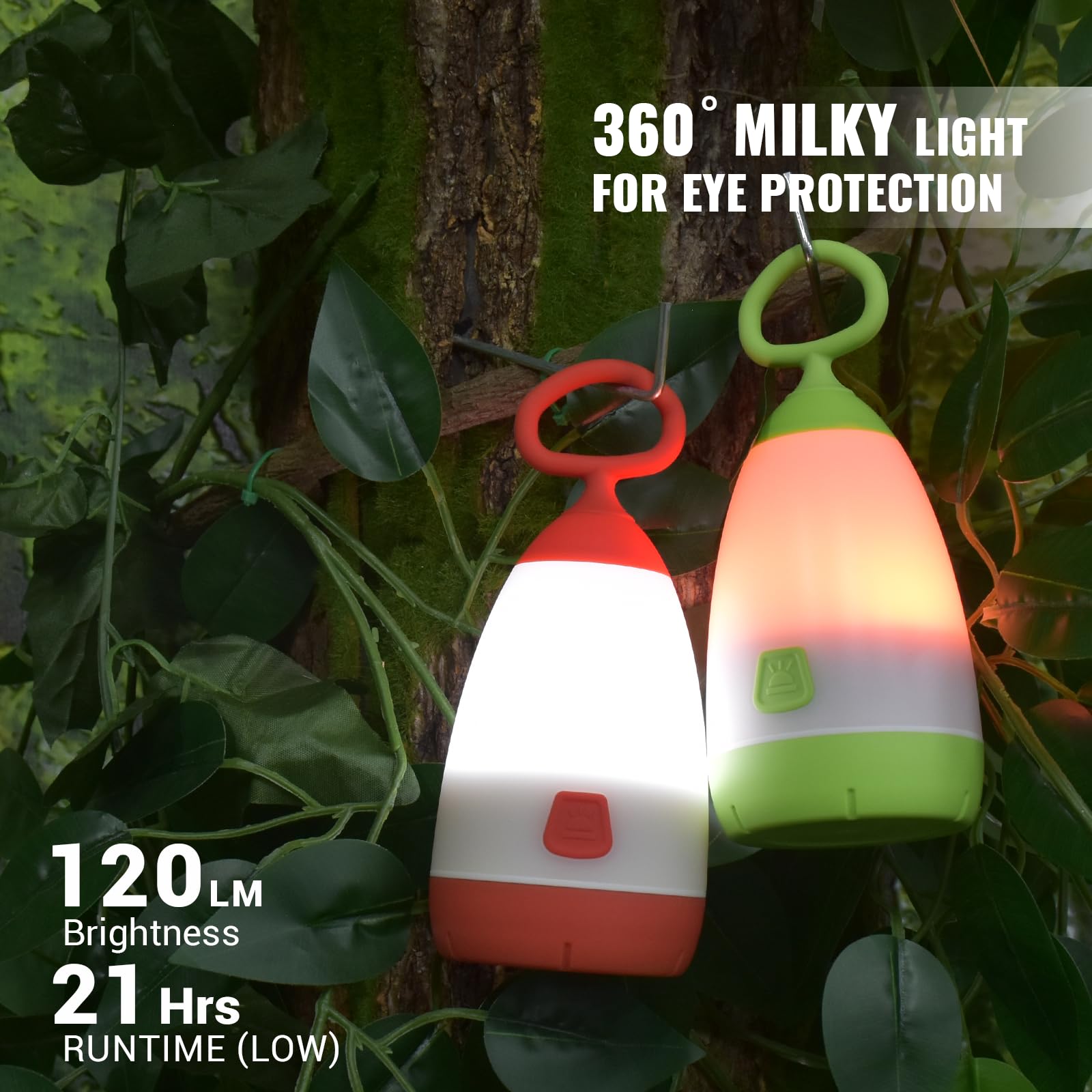PEPTRONIC Kids Camping Lantern & Night Light Battery Powered, 360 Eye-Safe Light (AAA Included), IPX4 with RGB Modes Portable fo