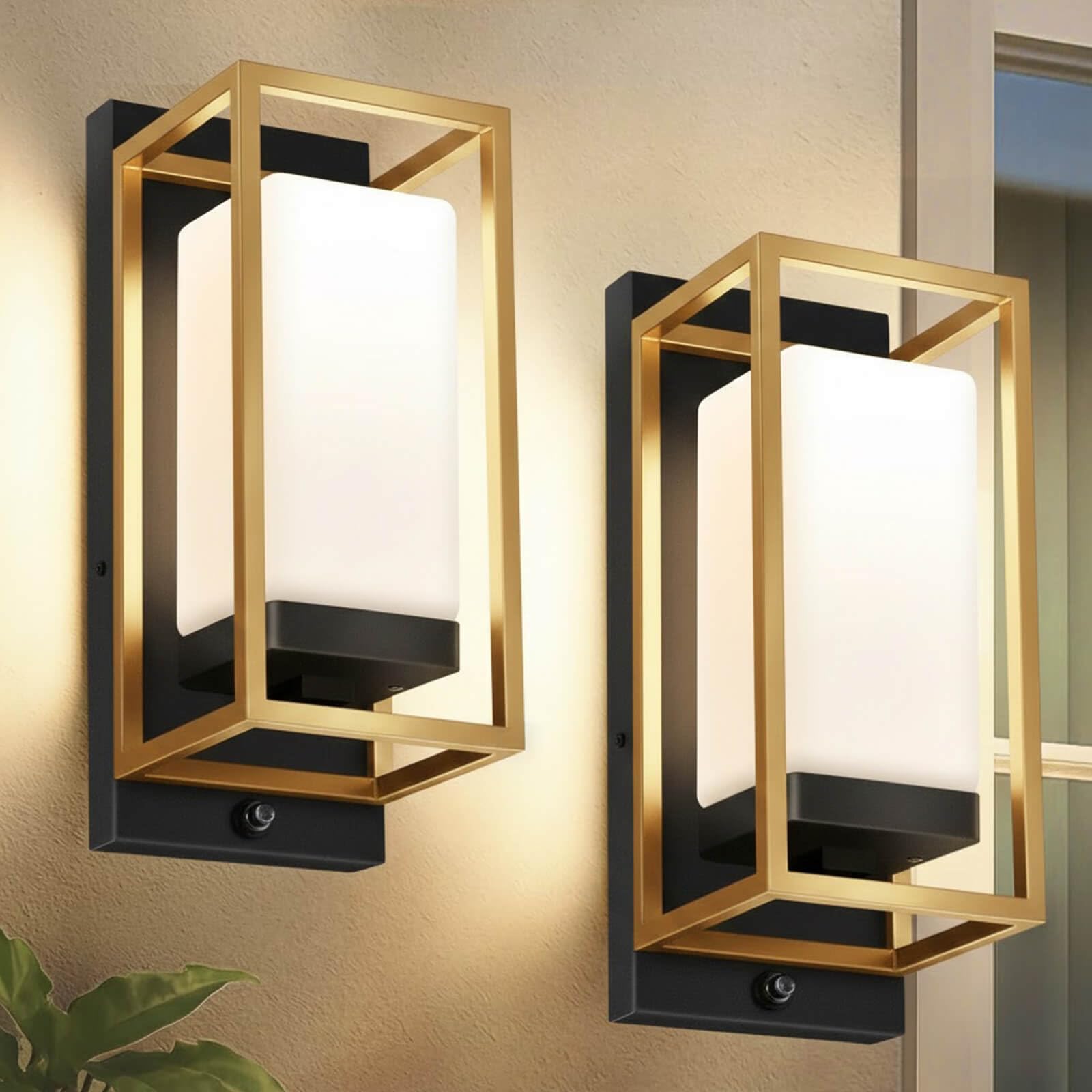 RAYVO Modern Outdoor Wall Light with Dusk to Dawn Sensor, Waterproof Exterior Lighting Fixtures with E26 Base, Bulb Included, Ou