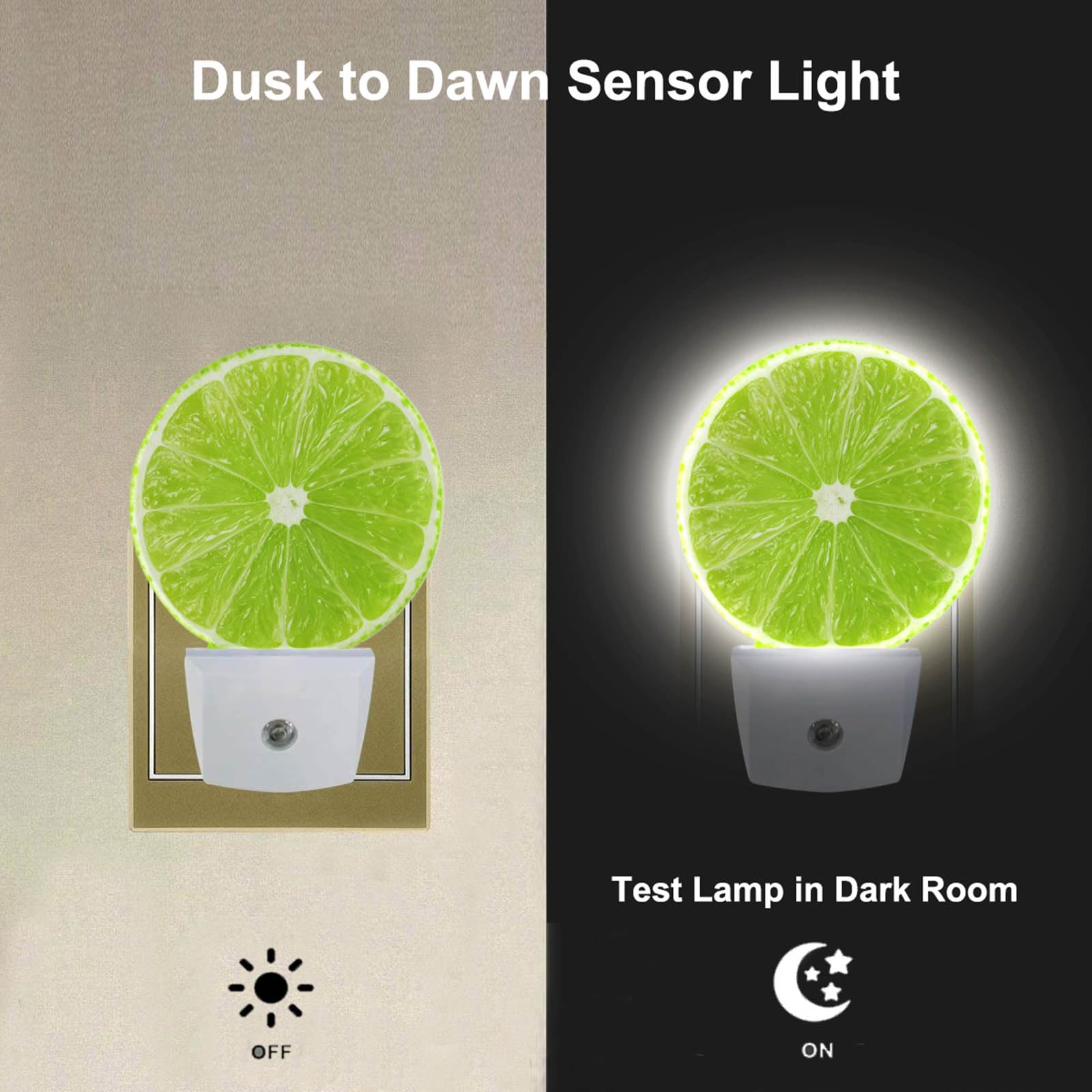 Uanvaha Lime Lemon Night Light Tropical Fruit Summer Juice Plug-In Night Lights With Dusk-To-Dawn Sensor Sleep Friendly Led Lamp