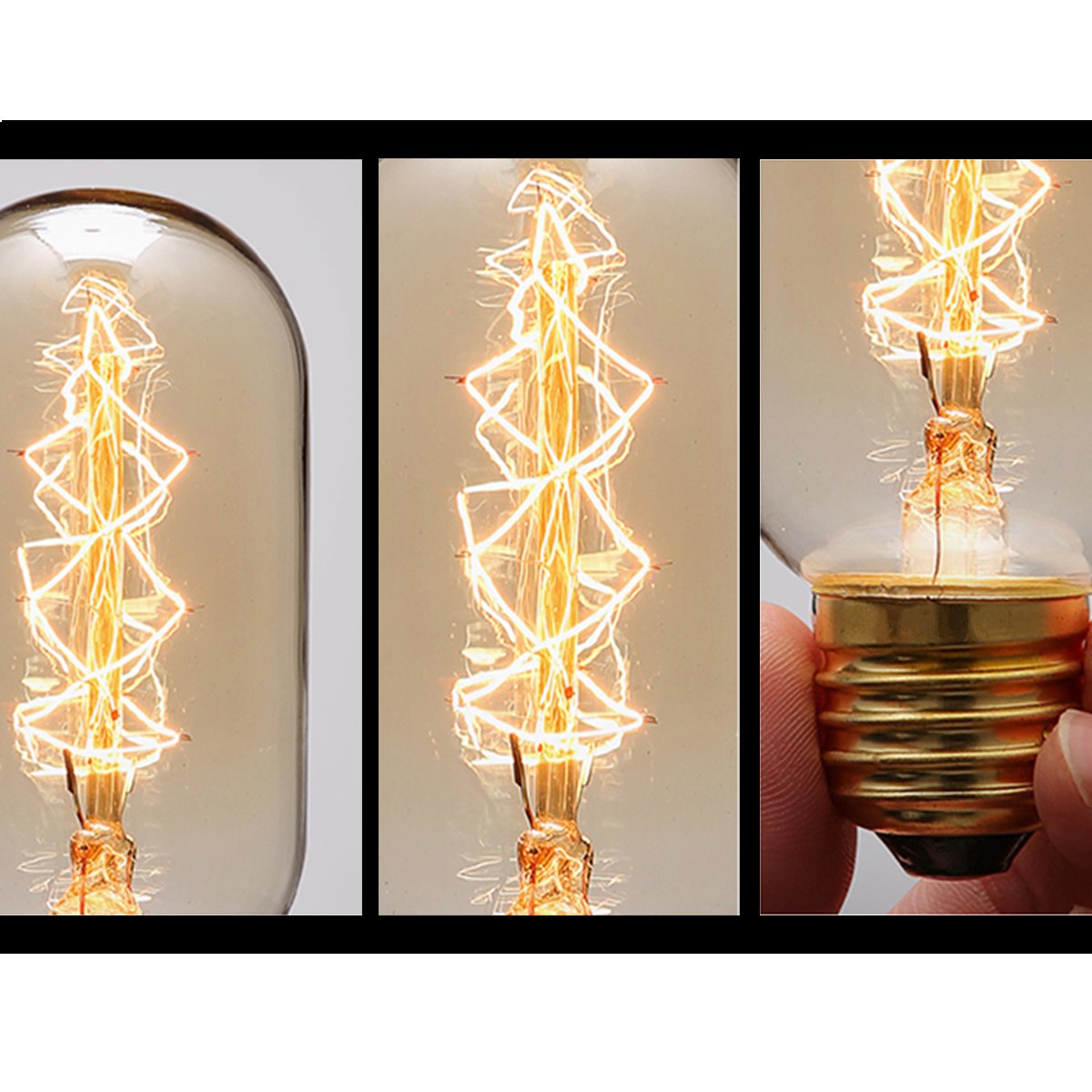Doresshop T45 Vintage Edison Light Bulb, Antique Tubular Style Incandescent Bulb, Warm White, Amber Glass, 110-130 Volts, E26 Me