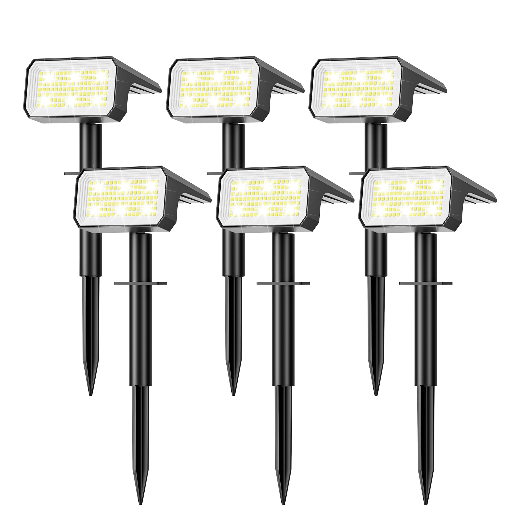 Flaow Solar Spot Lights Outdoor  [6 pack/118 LED] 4 Modes Auto On/Off Solar Landscape Spotlights  Ip67 Waterproof Solor Powered Pathway Lights for Outside Yard Garden Walkway Tree Patio (Cool White)