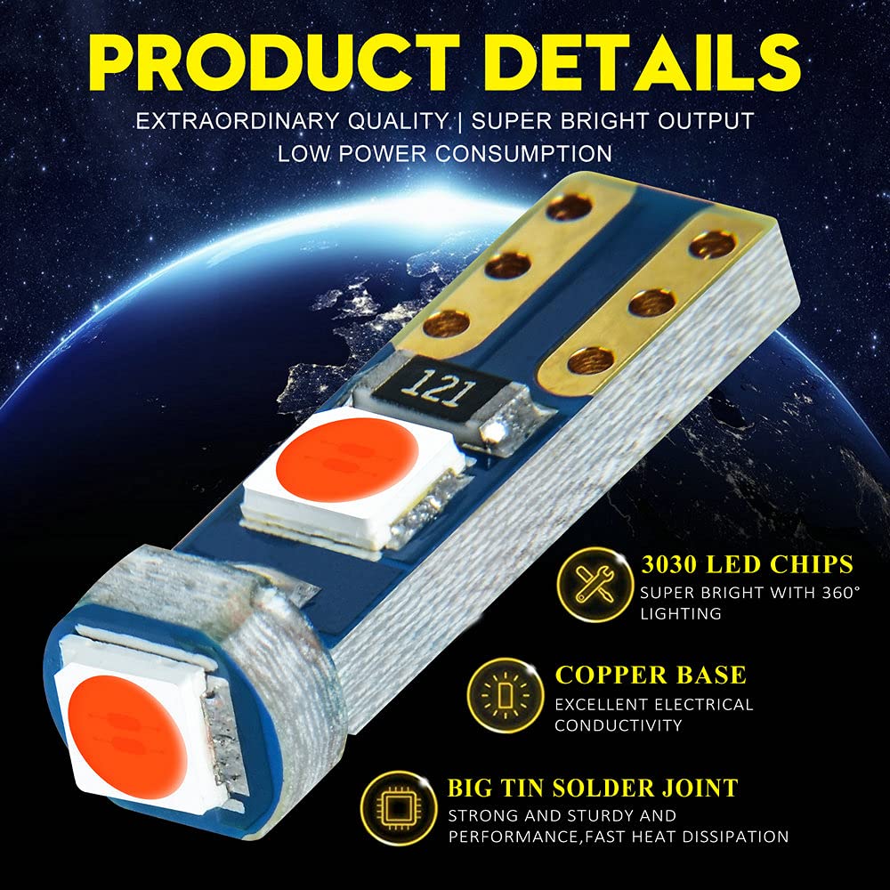 Dodofun Red T5 37 74 Led Bulb With Twist Lock Socket Pc74 Pc37 Dashboard Instrument Panel Gauge Cluster Light Pack Of 10