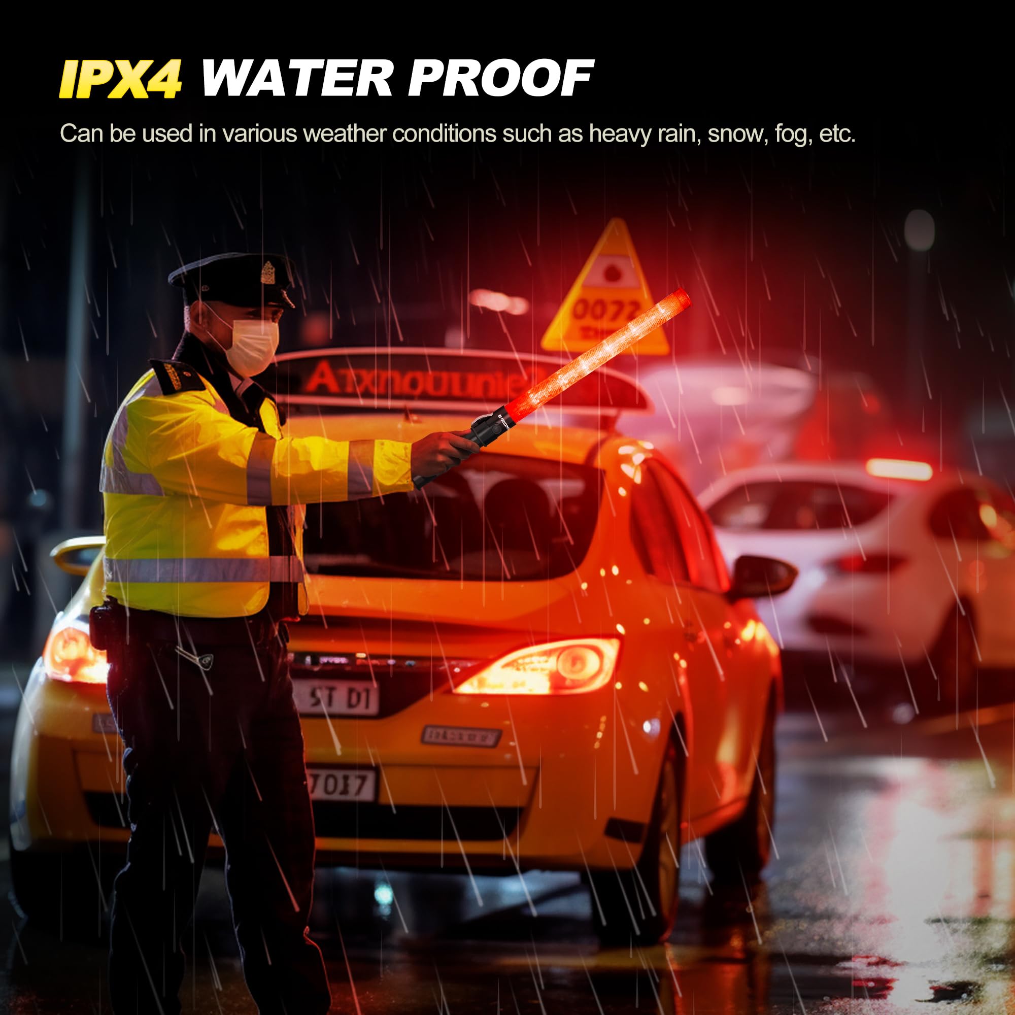 E-riding 6-Piece 21-Inch Signal Wand, Traffic Control Wand with 3 Flashing Modes, Safety Baton Light for Parking Guides, Outdoor