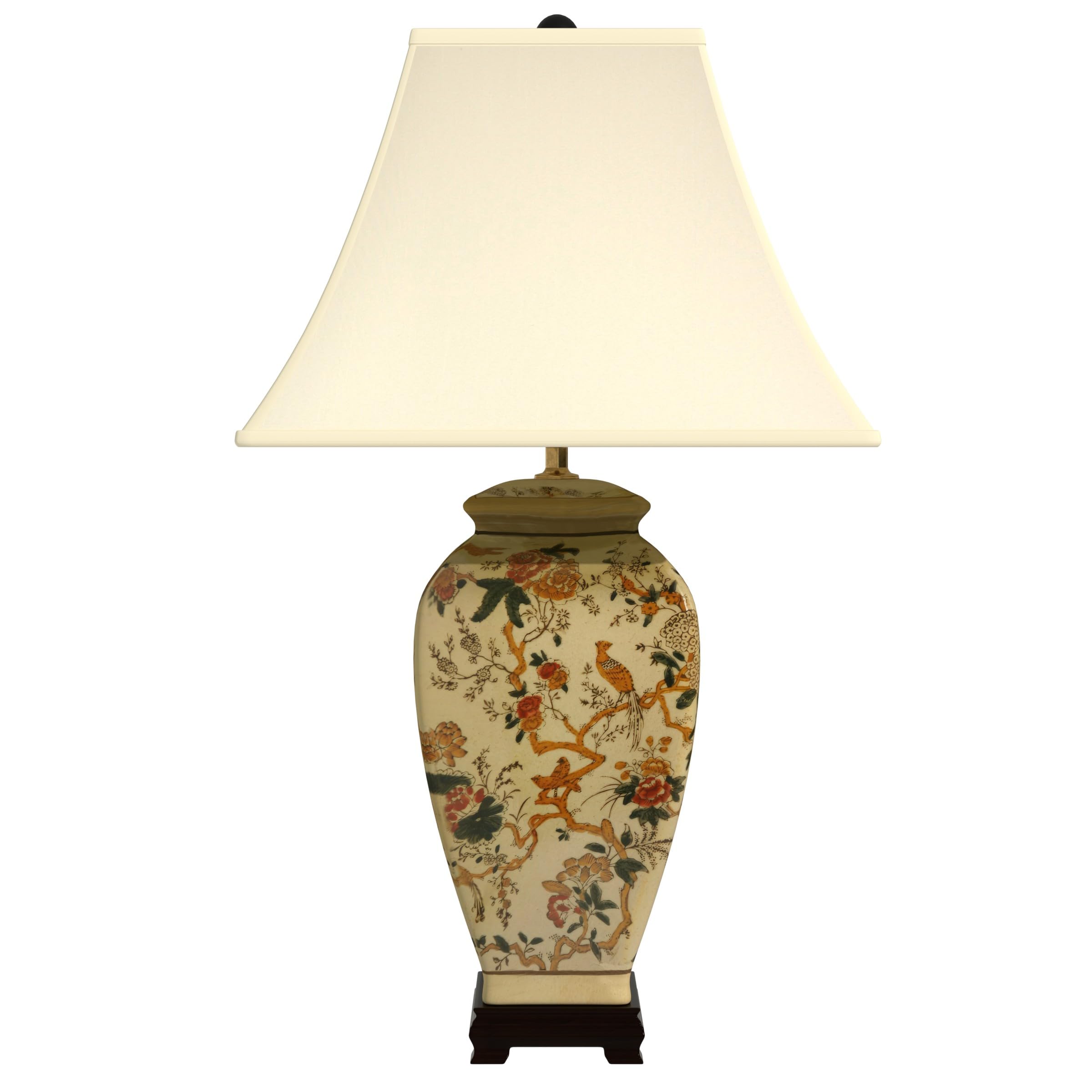 Red Lantern 25 Autumn Birds and Flowers Vase Lamp