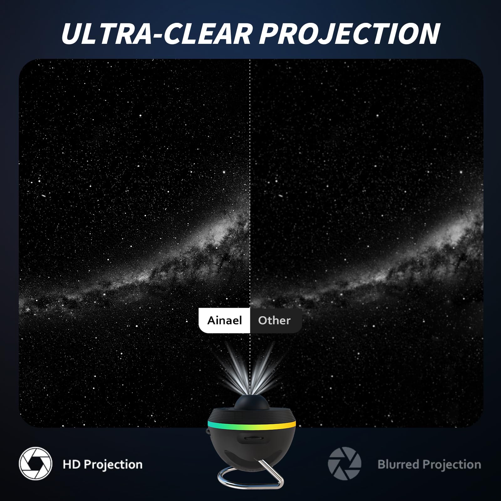 Ainael Galaxy Projector - Star Home Planetarium Night Light, Black, Model SKE-TKQ01, Perfect for Kids and Adults, Christmas Gift