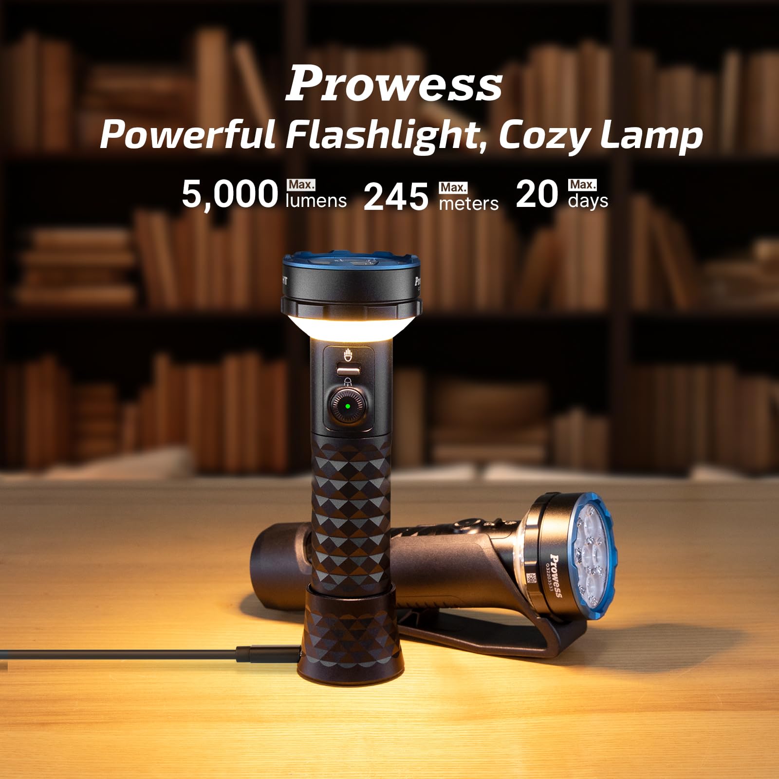 OLIGHT Prowess Flashlight, 5000 Lumens, Rechargeable USB-C, Aluminum, Black, Model O-PROWESS-300000