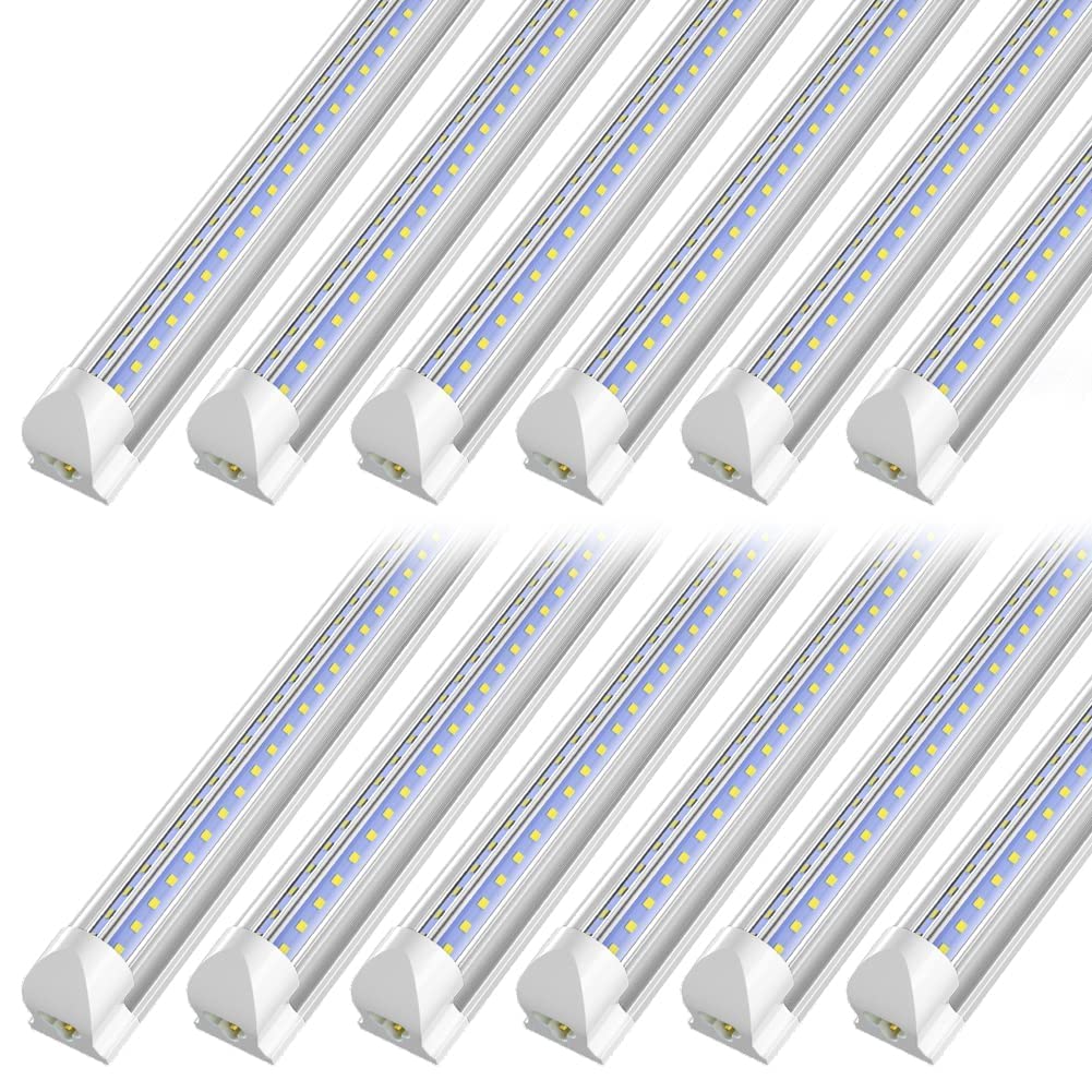 Shopled Led Shop Light 8Ft, 72W 9360Lm 6000K Cool White, High Output Linkable T8 Tube Light Fixtures, V-Shape, 8 Foot Led Shop L