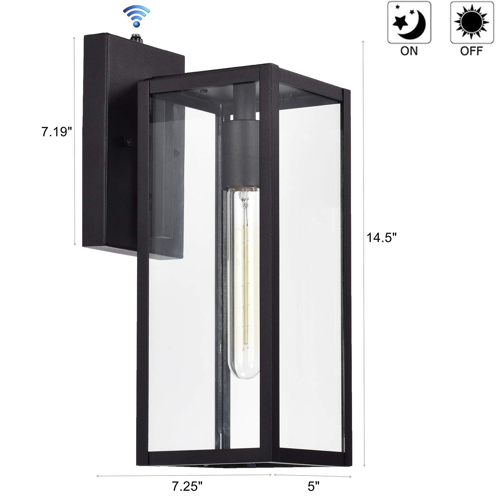 Micsiu Dusk To Dawn Black Outdoor Wall Sconce 2 Pack - 14.5&quot; Farmhouse Light Fixtures