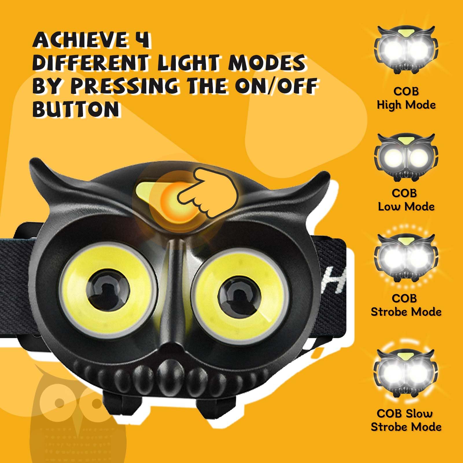 unibrite LED Headlamp - 2 Pack COB Flashlight for mature-themeds, Lightweight, Battery Powered, Black, Model ZD-1489-2-NEW-US