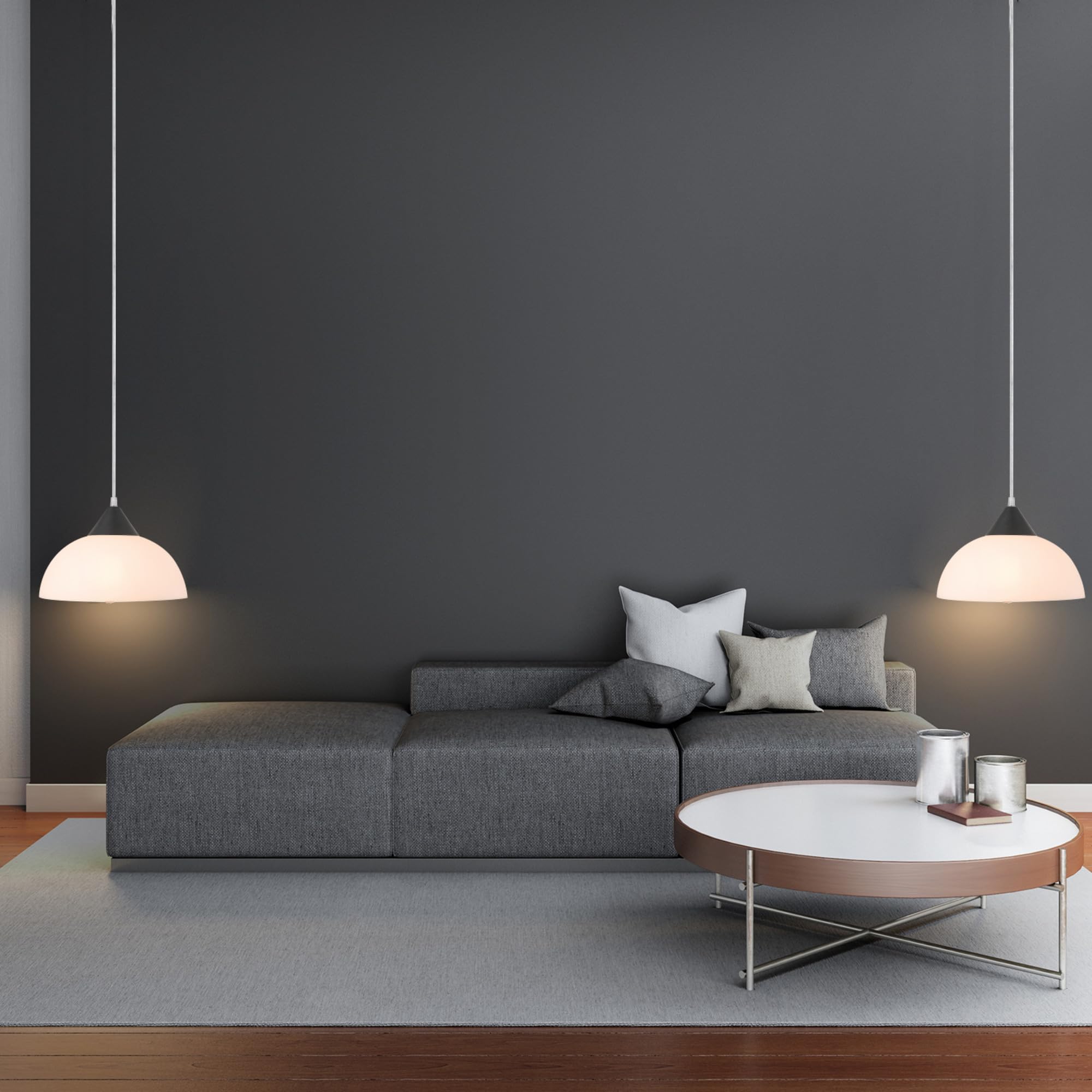 Globe Electric 60435 1-Light Plug-In Pendant, Dark Bronze, Frosted Plastic Shade, Clear Hanging Cord, E26 Base Socket, Kitchen I