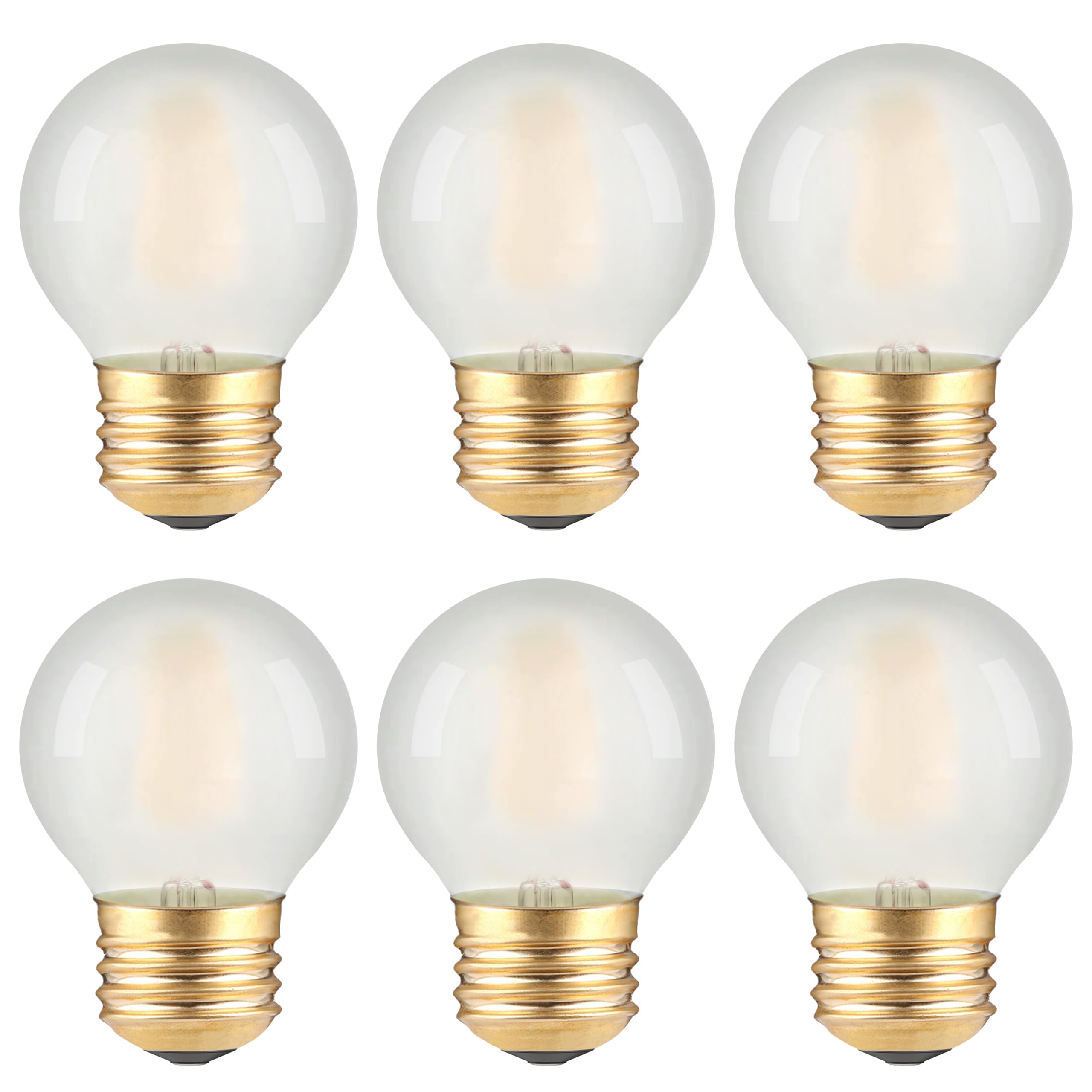 TOKCON Dimmable A15 LED Globe Bulbs, 4W, 2700K Warm White, Frosted Glass, Small, 6 Pack