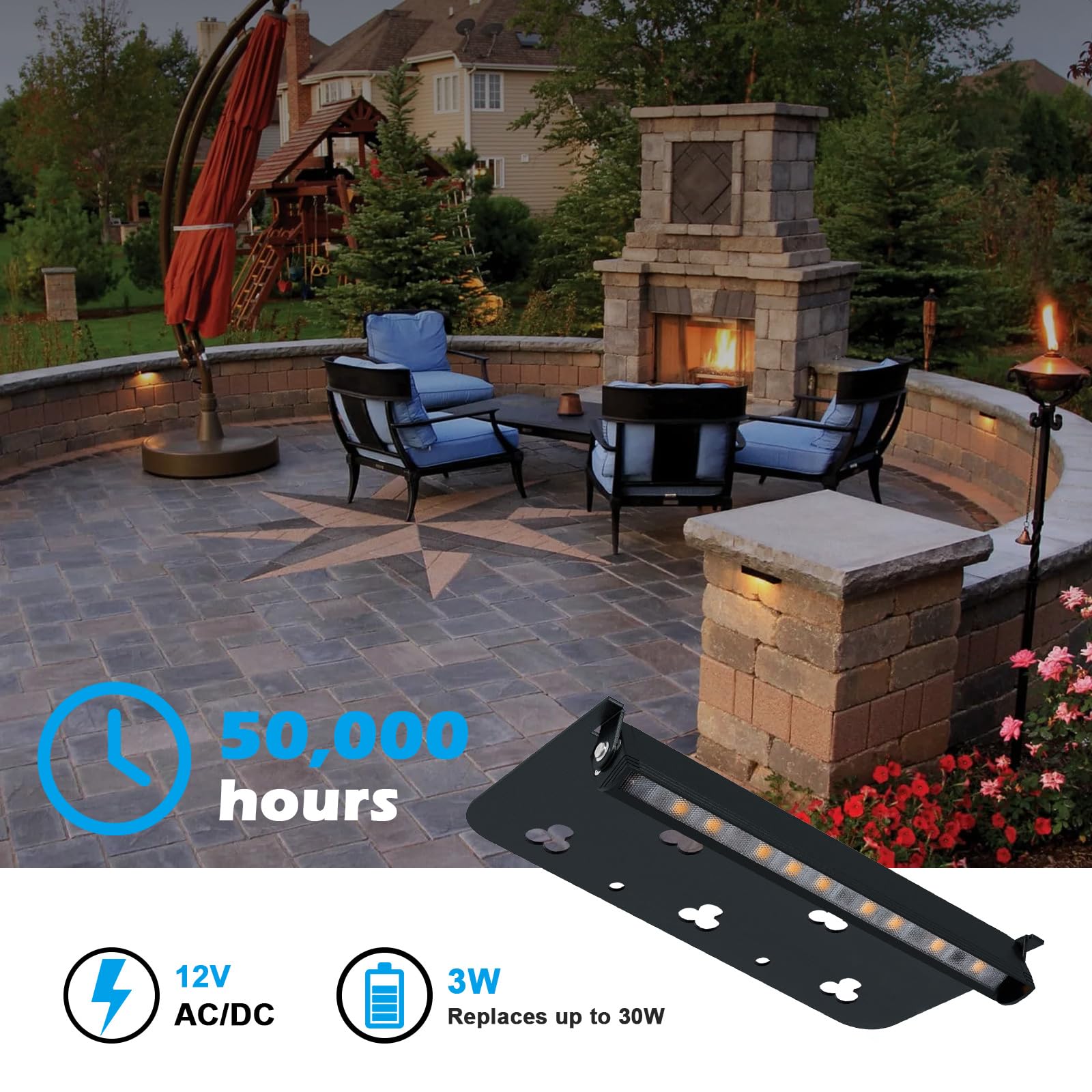 Modern 7Inch 3W Hardscape Lighting,2700K Soft White Retaining Wall Lights,12V Ac/Dc Low Voltage Landscape Paver Lights,Ip65 Wate