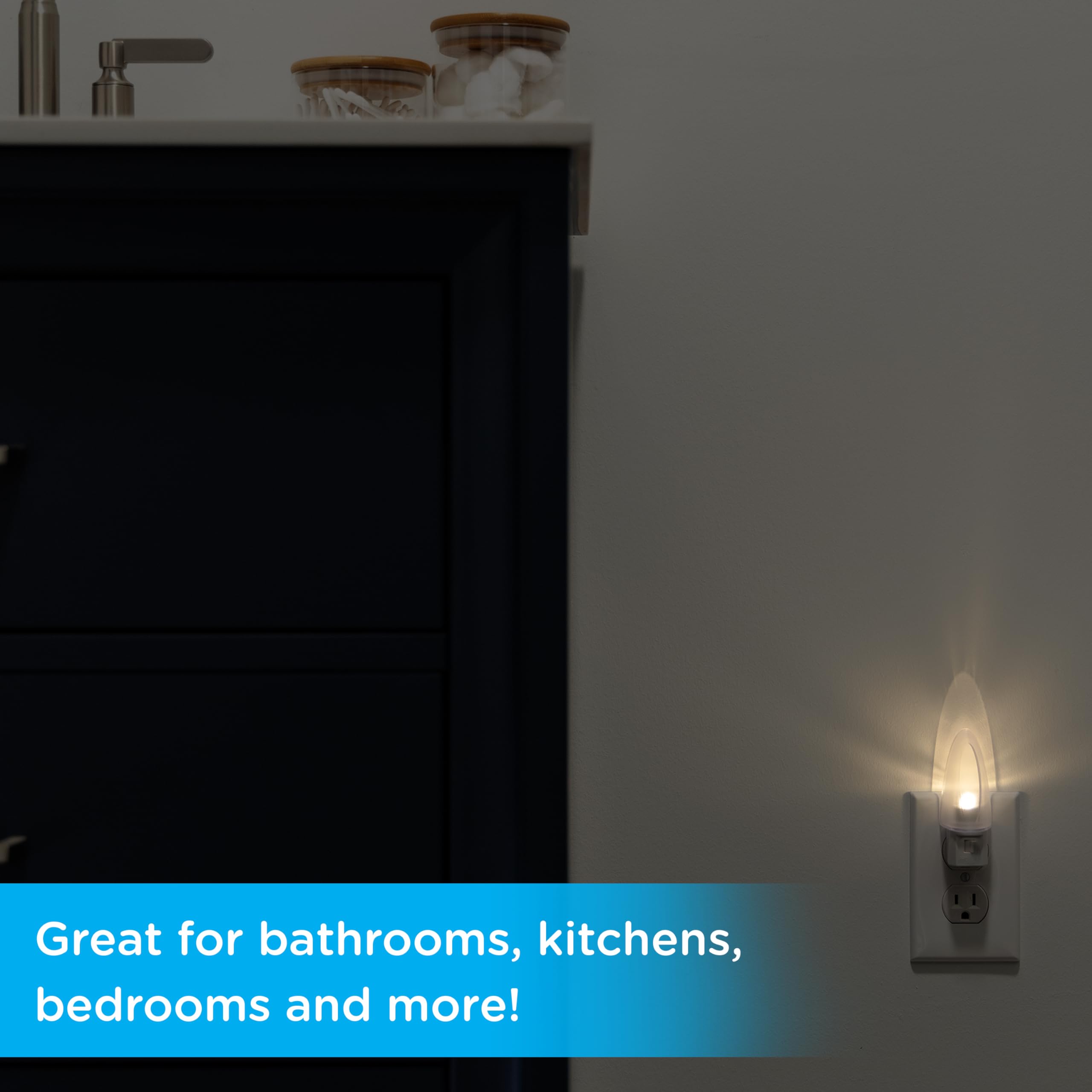 Lights By Night Led Night Light, Plug-In, Manual On/Off , Warm White, Ul-Certified, Energy Efficient, Ideal Nightlight For Bedro