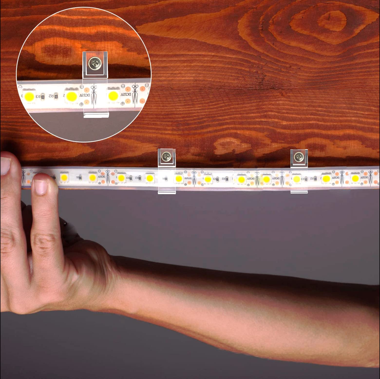 ATB Outdoor LED Strip Light Mounting Bracket Clips, 10mm & 12mm, Clear, Plastic, Model ATB-WL00410, Includes 102 Screws