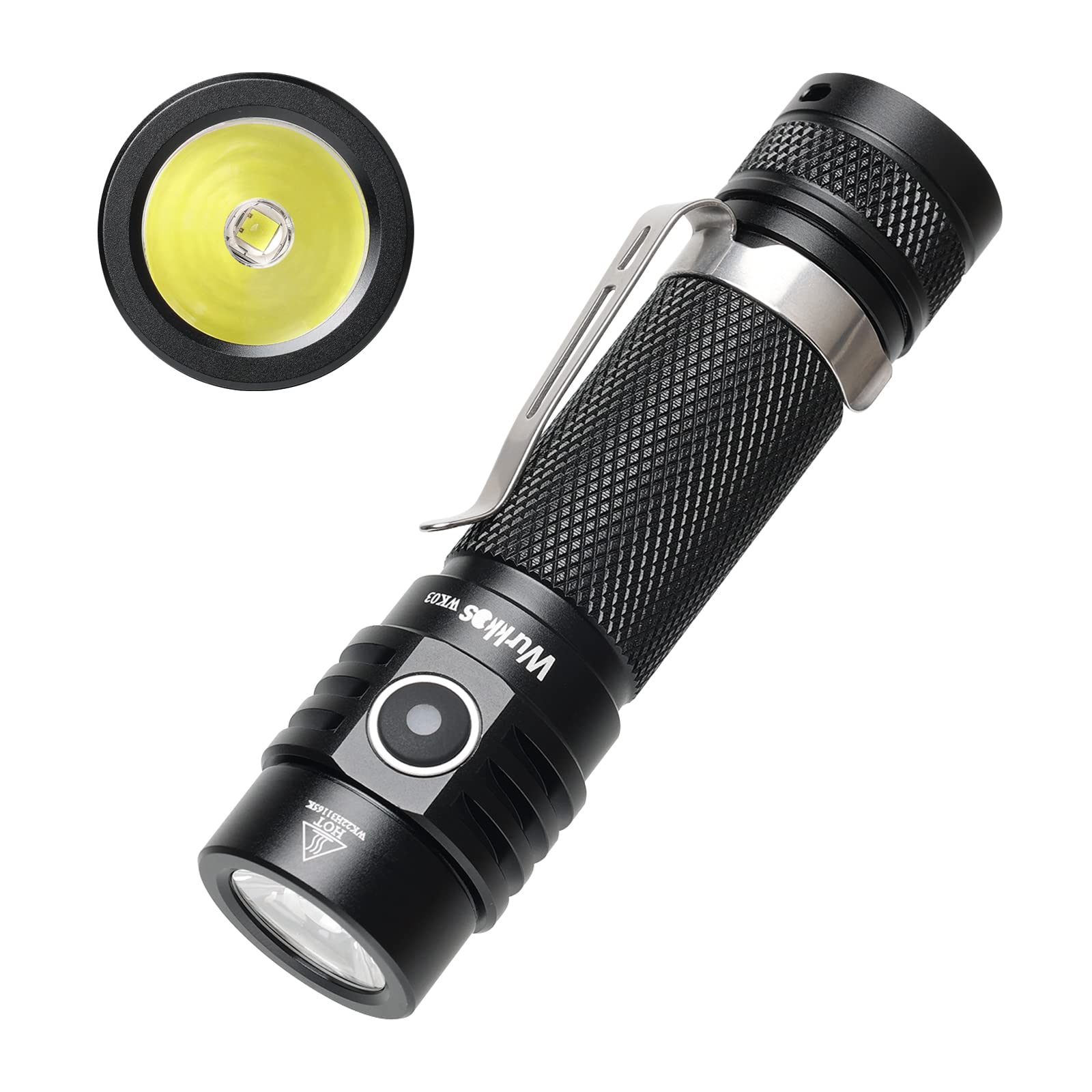 Wurkkos WK03 Pocket Flashlight LED Rechargeable, Super Bright 1800 Lumen Small Compact Flashlights, EDC Flashlight IP68 Waterpro