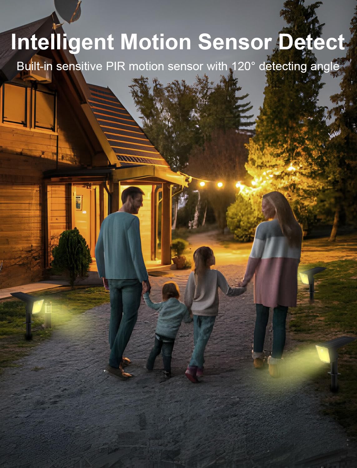 Mviioe Solar Motion Lights Outdoor Waterproof Ip67 Solar Spot Lights Outdoor Landscape Spotlights, 28 Leds 6 Lighting Modes Solar Powered Garden Yard Lights For Outside(4 Pack)