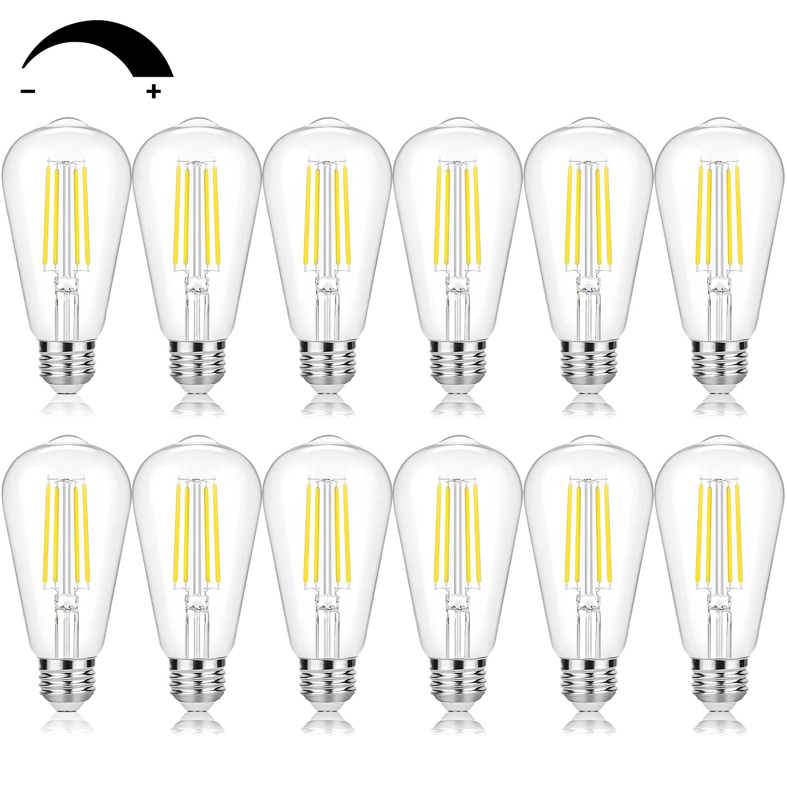 Sucolite Vintage Led Edison Bulbs 60W Equivalent Dimmable 7W, Daylight White, 12 Pack