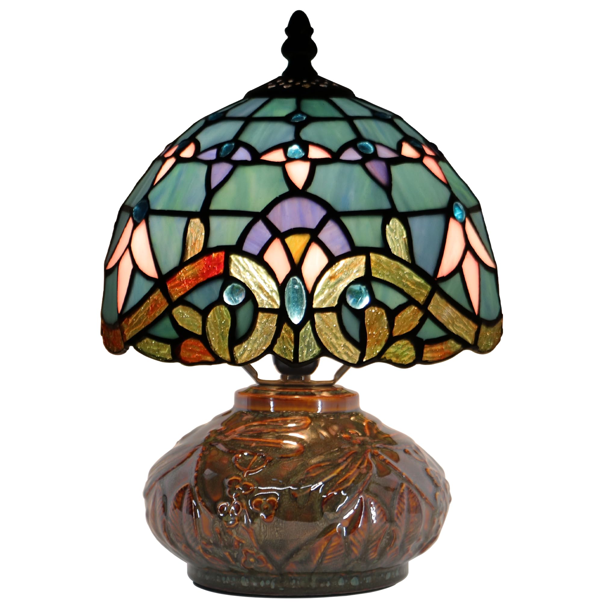 HZYFFYU Small Tiffany Table Lamp Mini Mushroom Stained Glass Lamp Memory Sympathy lamp 8X11 Inch (Baroque Style)