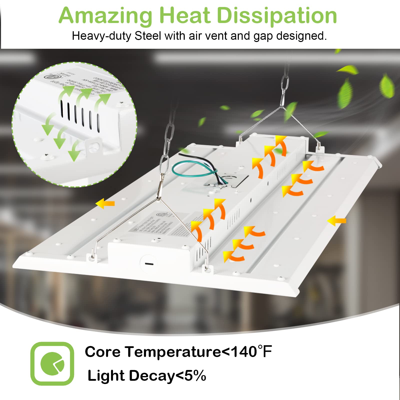Hykolity 2Ft Led Linear High Bay Shop Light, 150W 19500Lm Led Shop Light Fixture, 130Lm/W, 100-277V, 0-10V Dim, 5000K, Linear Ha