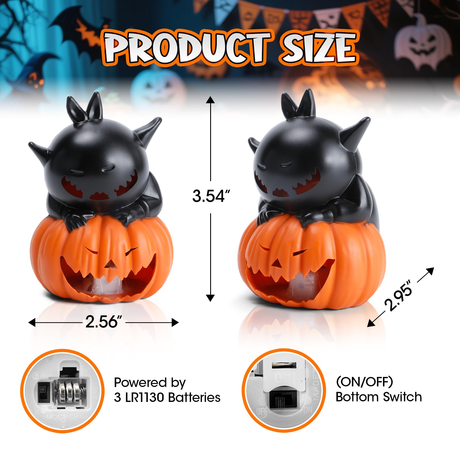Inyptropic Halloween Flameless Candles Halloween Decorations 12 Pack Pumpkin Cat Led Nightlight Candles Indoor Table Decor Gifts