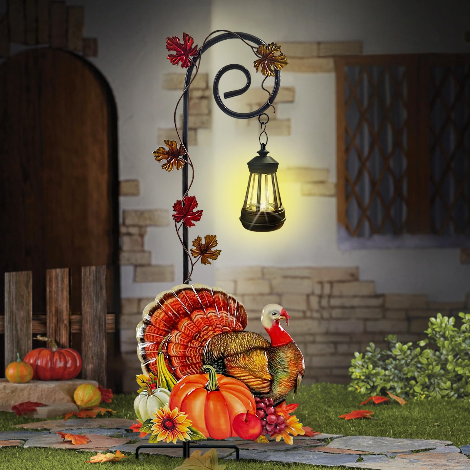 Thanksgiving Turkey Decorations Outdoor,Solar Turkey Garden Stakes,Autumn Fall Decor Yard Stake for Pathway Patio or Farmhouse P