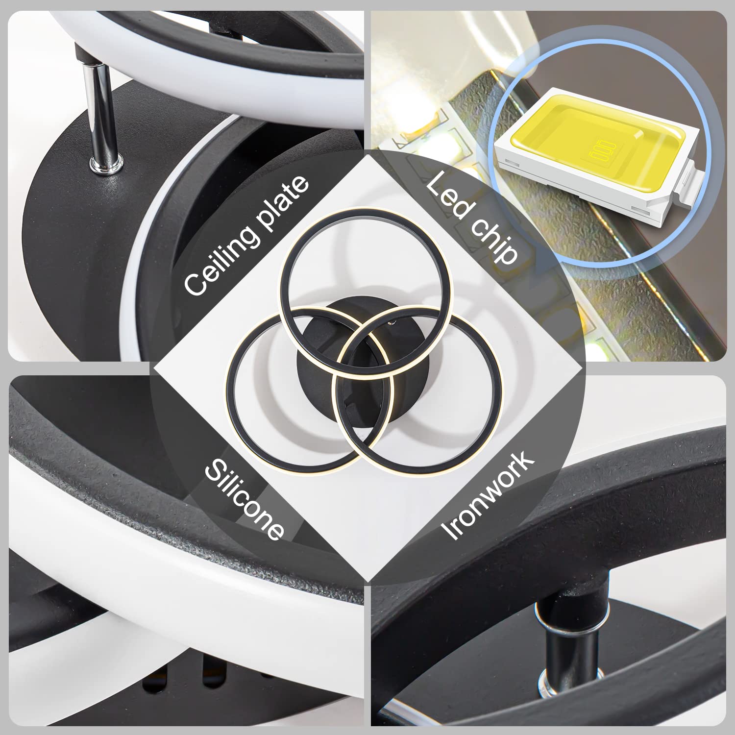 15.74In Dimmable Led Modern Flush Mount Ceiling Light Fixture With Remote Control, 3000K-6500K 3-Color Dimming Circle Modern Chandelier, Close To Ceiling Bedroom Kitchen Hallway Cloakroom Lamp