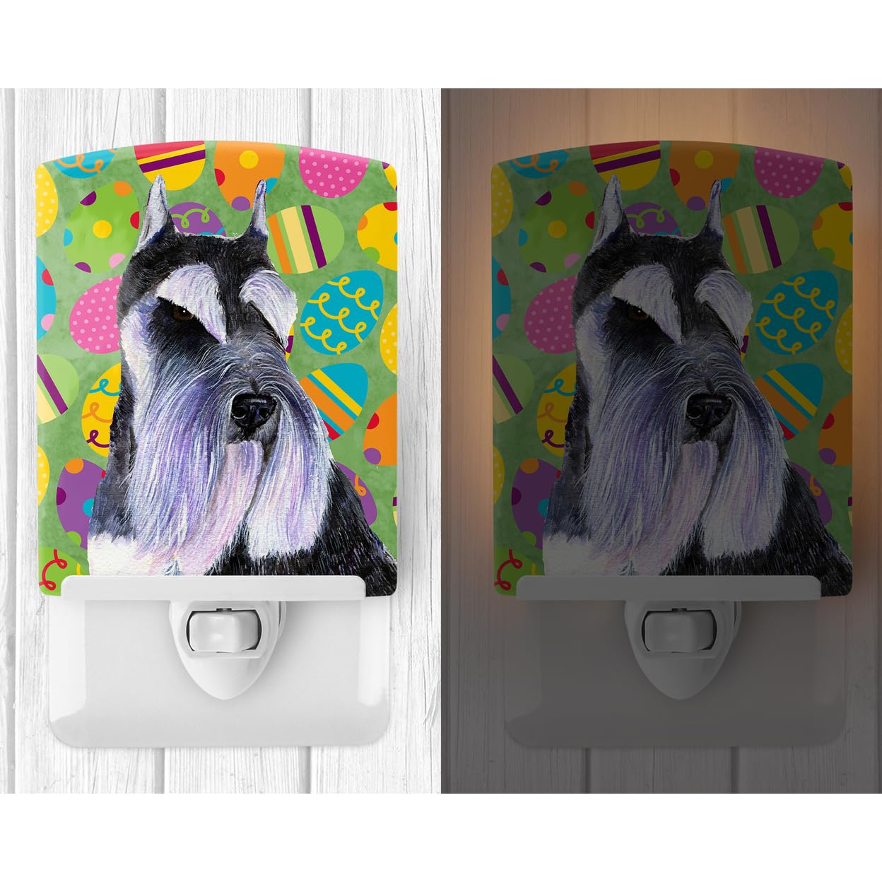 Carolines Treasures Ceramic Night Light Schnauzer Easter Eggtravaganza 6x4x3 Multicolor Model SS4822CNL