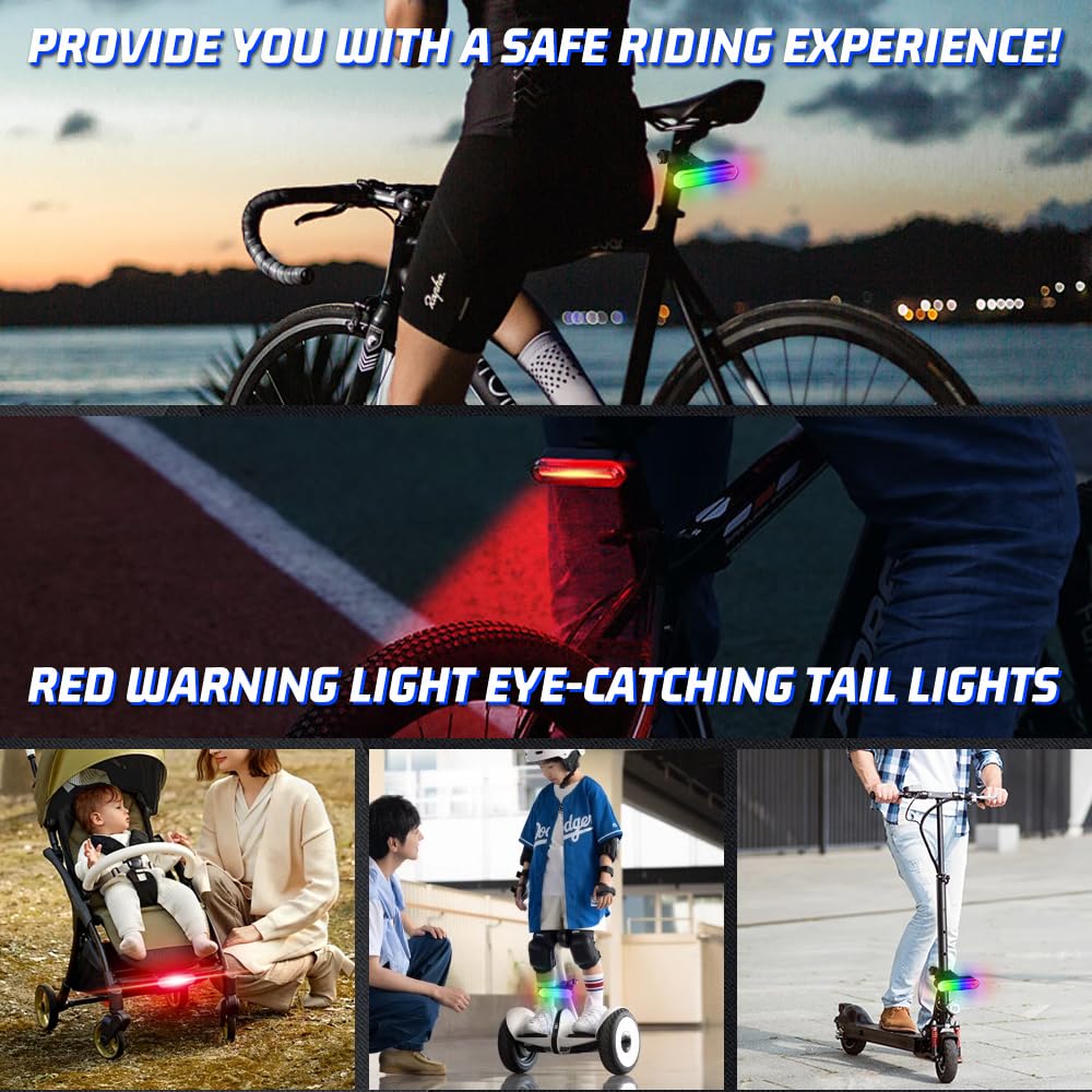 Bike Tail Light, KaiDengZhe 2025 New RGB LED Bicycle Rear Light USB Rechargeable Rainbow Wireless Remote Control 7 Colors 14 Mod