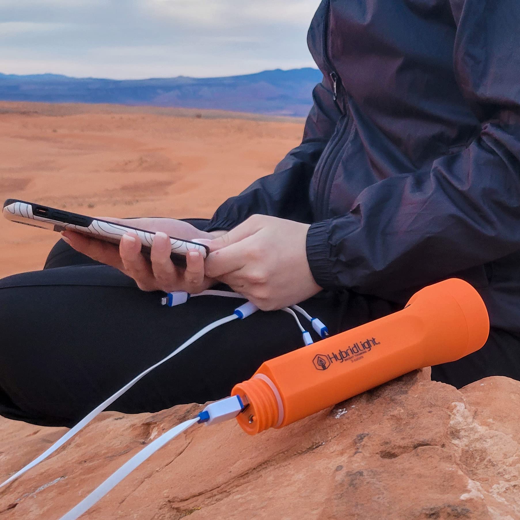HYBRIDLIGHT Journey Seeker 300 Solar LED Flashlight & Charger, Waterproof, Orange, Model 1816