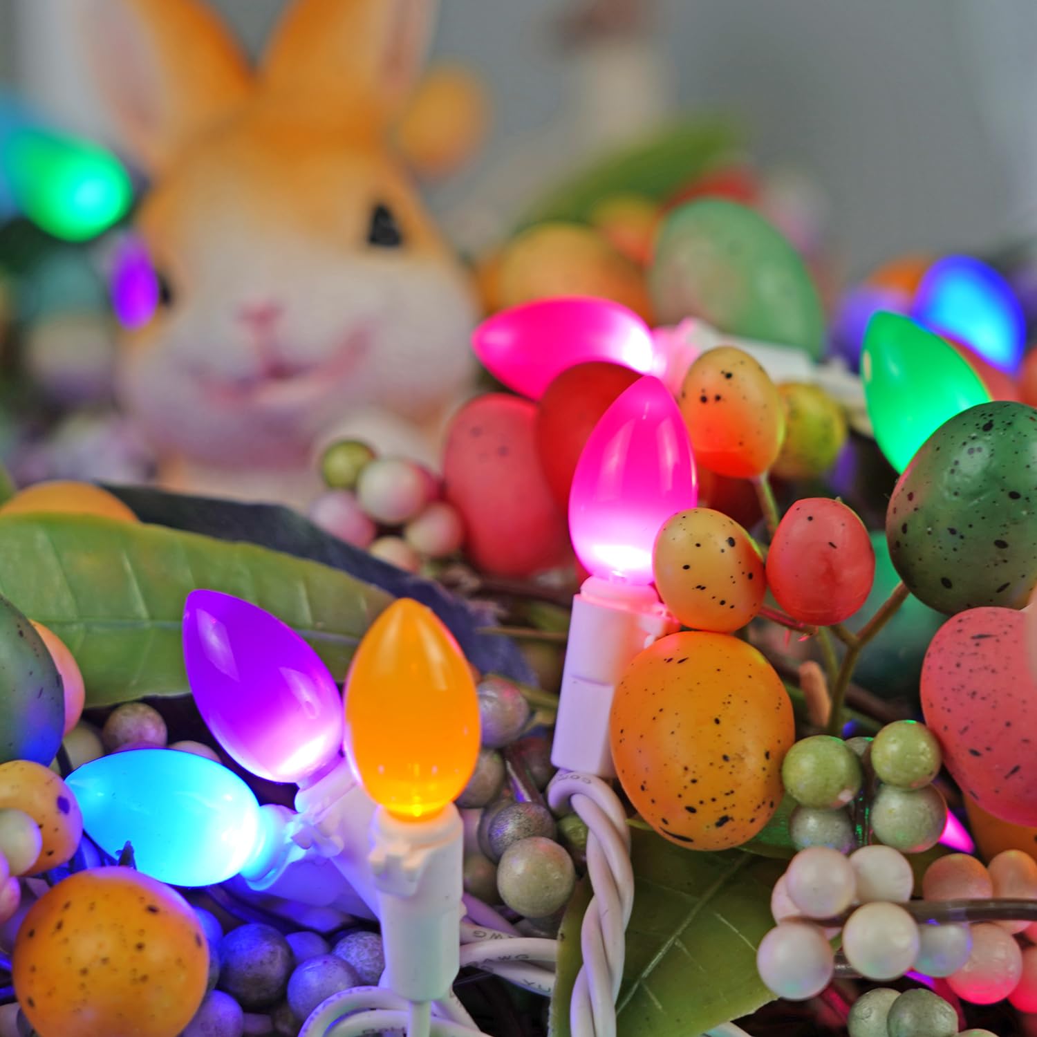 BOHON Easter Decorations - 50 LED Multi Color Fairy Lights, 17FT, White Wire, Ideal for Home, Outdoor, Bedroom, Patio, Wreath, Tree Decor