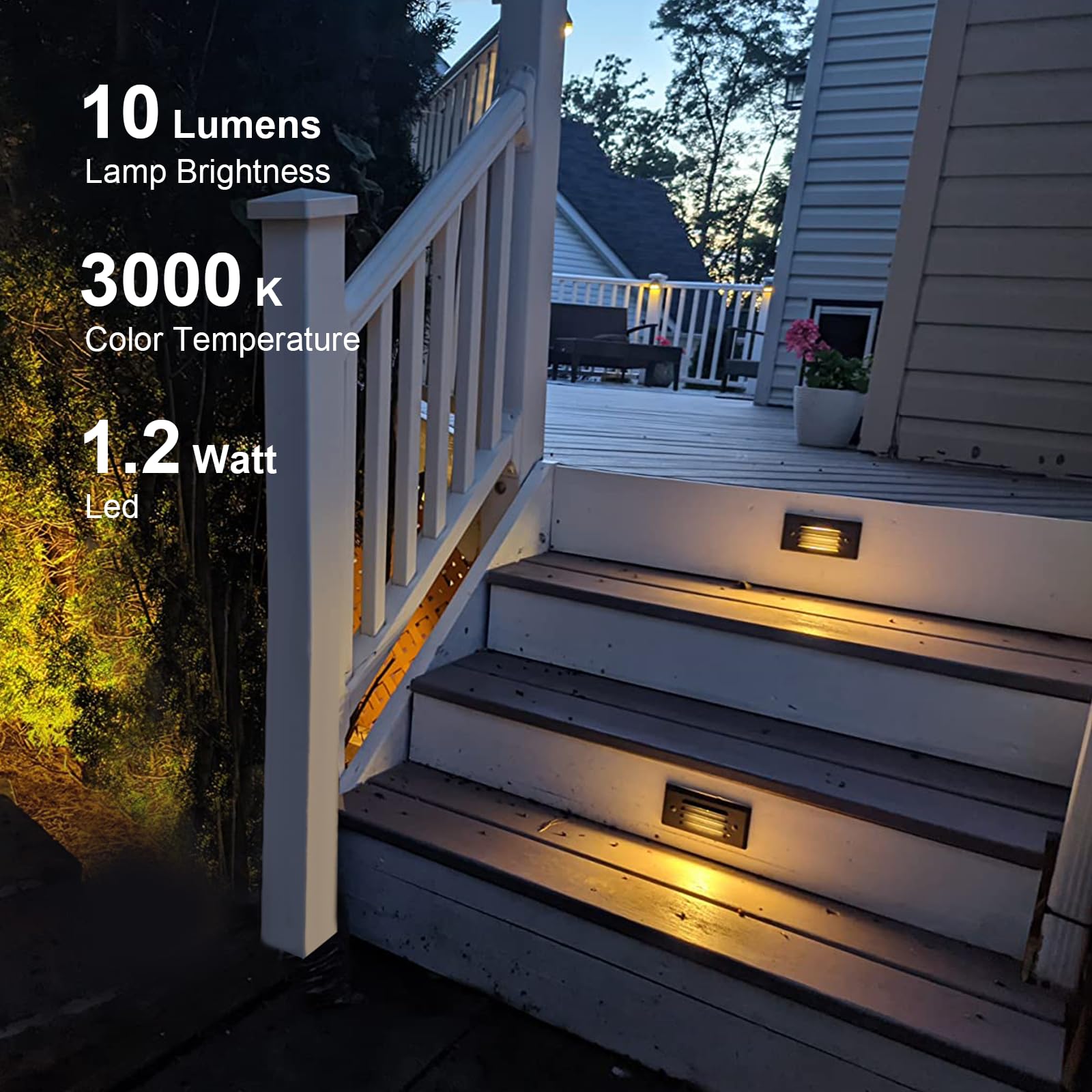 GOODSMANN Low Voltage Step Light Outdoor 12V AC 1.2W LED Deck Light, 3000K Warm White, Aluminum, Black, 1 Pack, Model f46f44