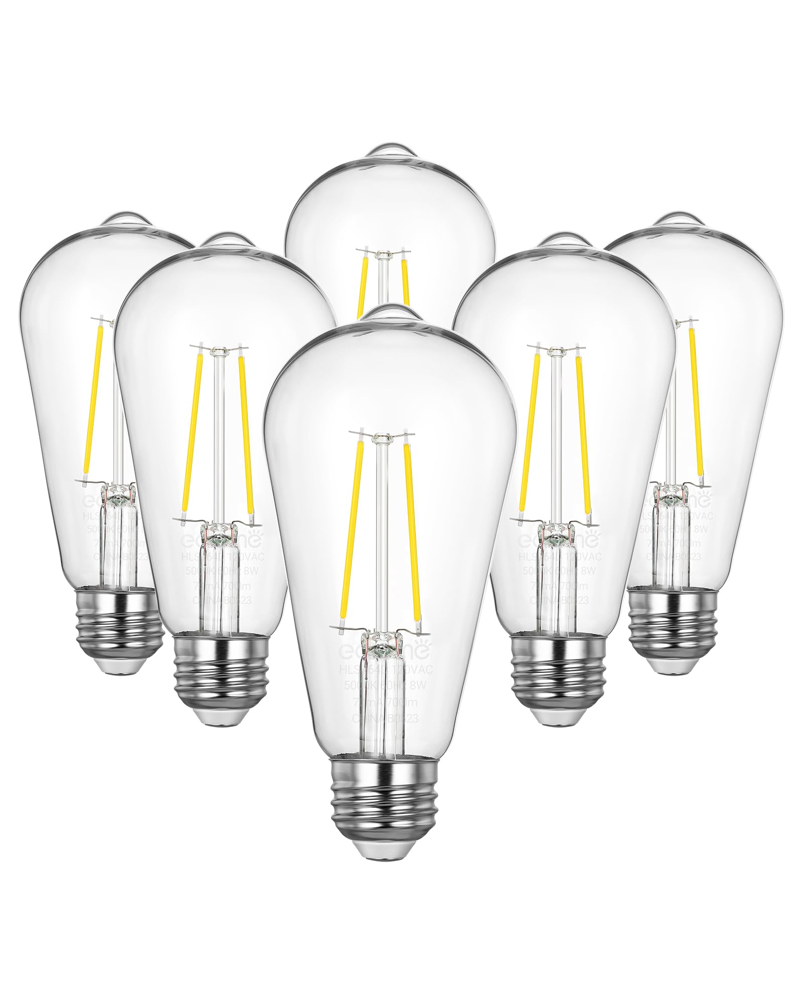 Edishine Dusk To Dawn Led Light Bulbs, 8W Equivalent 60W, Vintage Styled St64 Edison Bulbs 60 Watt Led, 700Lm Extra Bright 5000K