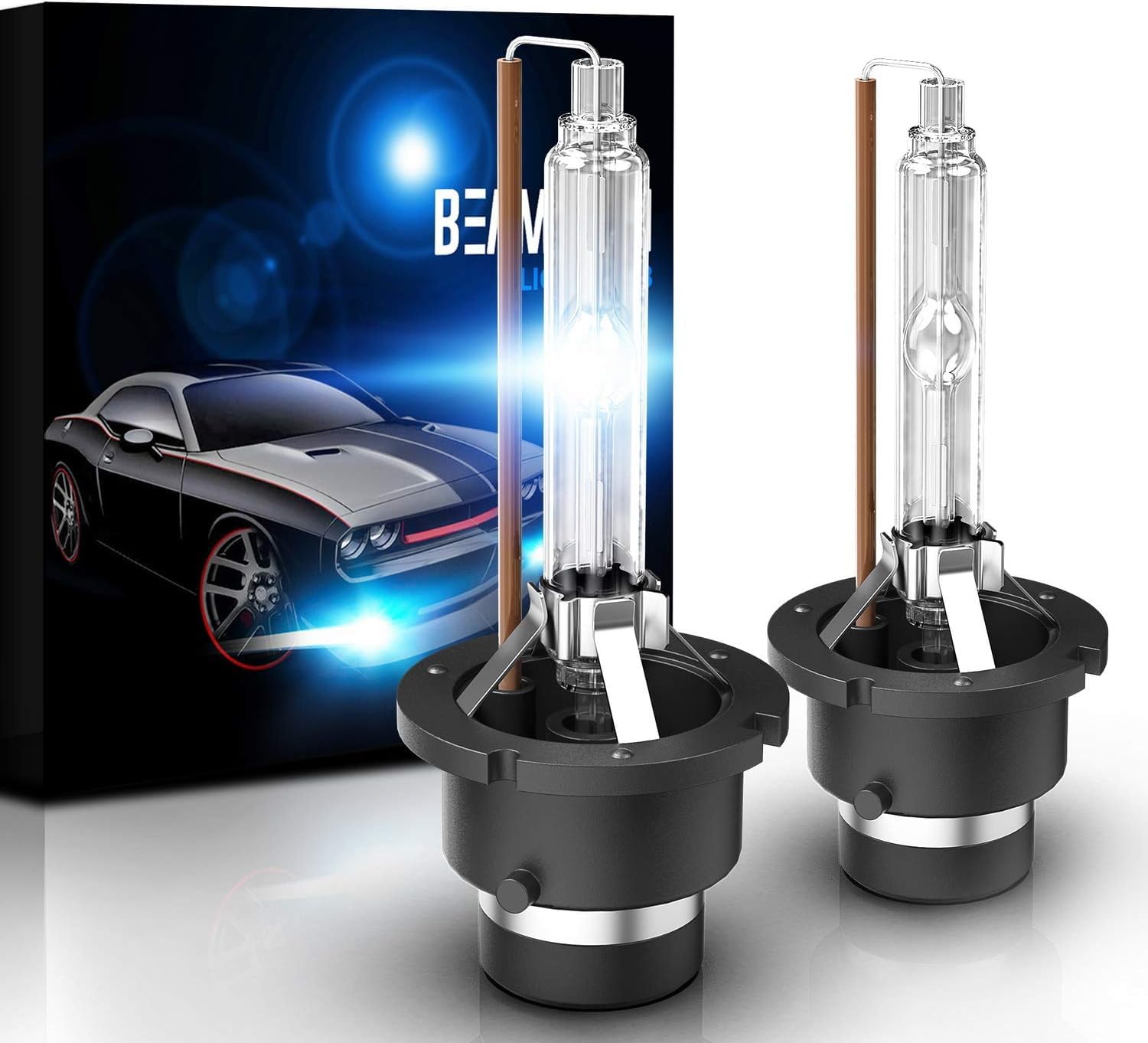 BEAMTECH D4S HID Headlight Bulbs 35W Ice Blue 8000K High Low Beam (Pack of 2)