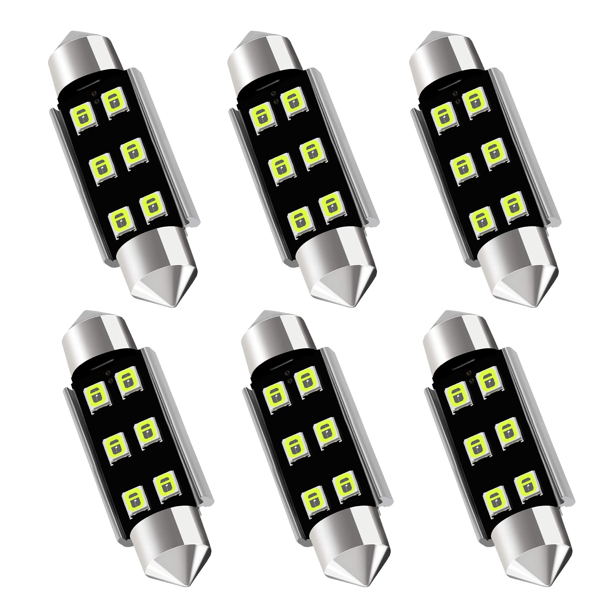 AUXLIGHT Festoon LED Interior Light Bulbs, Ice Blue, 41MM, Super Bright 6SMD Chips, Pack of 6