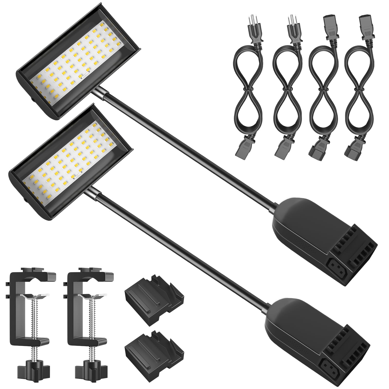 HitLights LED Trade Show Lights, Connectable with Clamps & Brackets, Aluminum, Model ARM110V-65050, Black