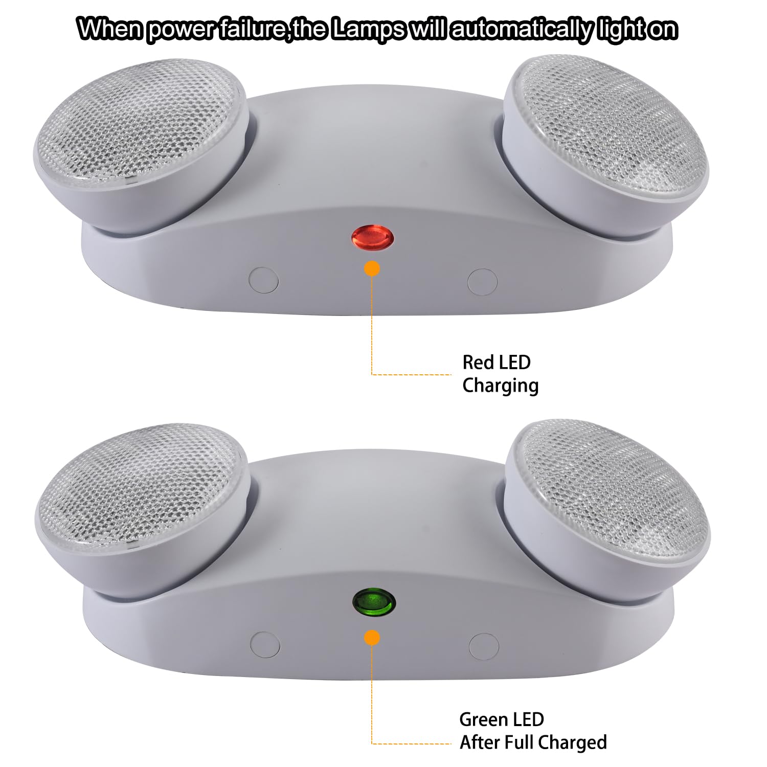 Apmeetlux Led Emergency Lights With Battery Backup Commercial Emergency Light Fixtures For Business Home Power Failure Outage Emergency Exit Sign Lighting With Plug In Cord Ac85-277V 200Lm 4Hours